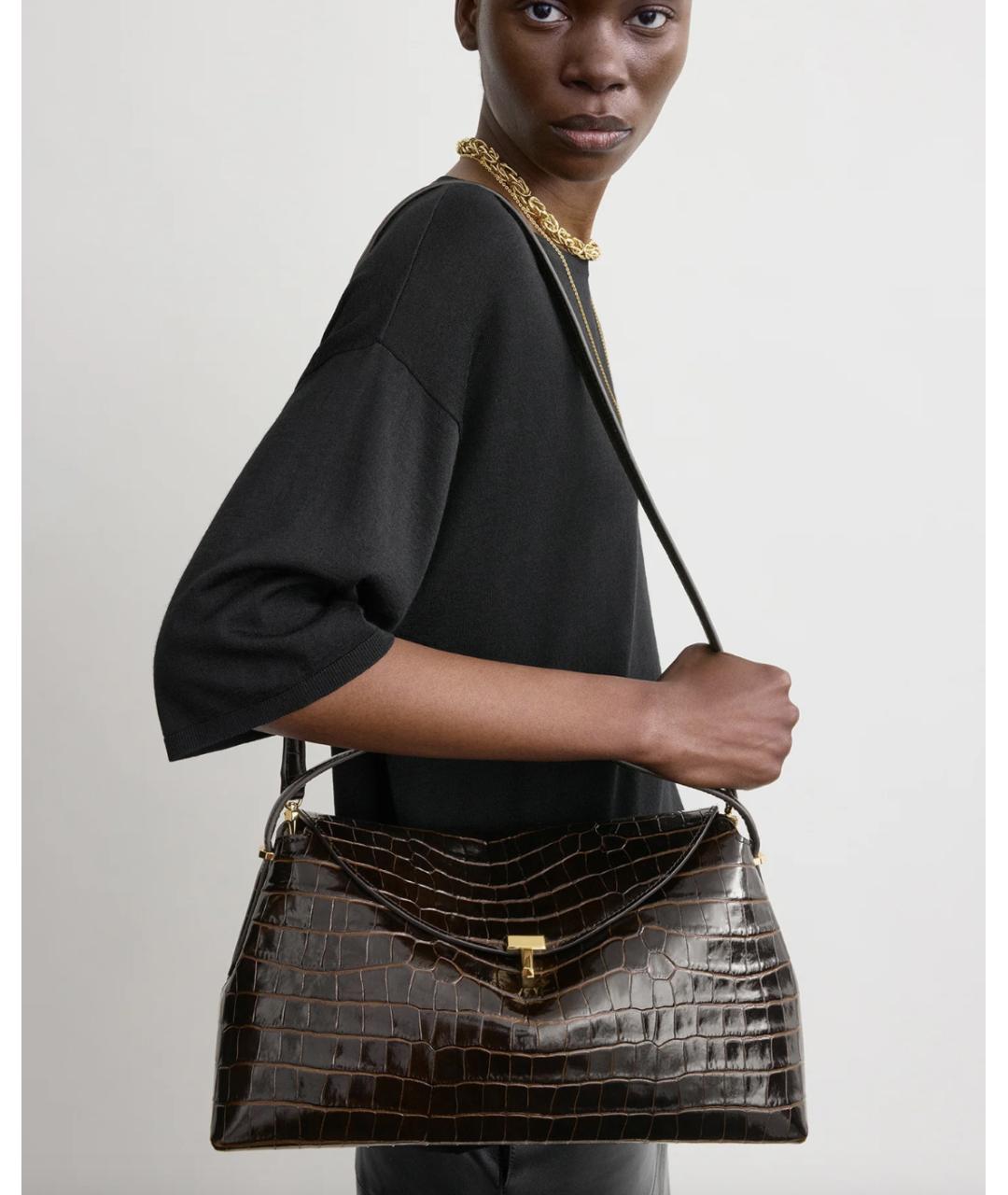 TOTEME Коричневая кожаная сумка с короткими ручками, фото 2