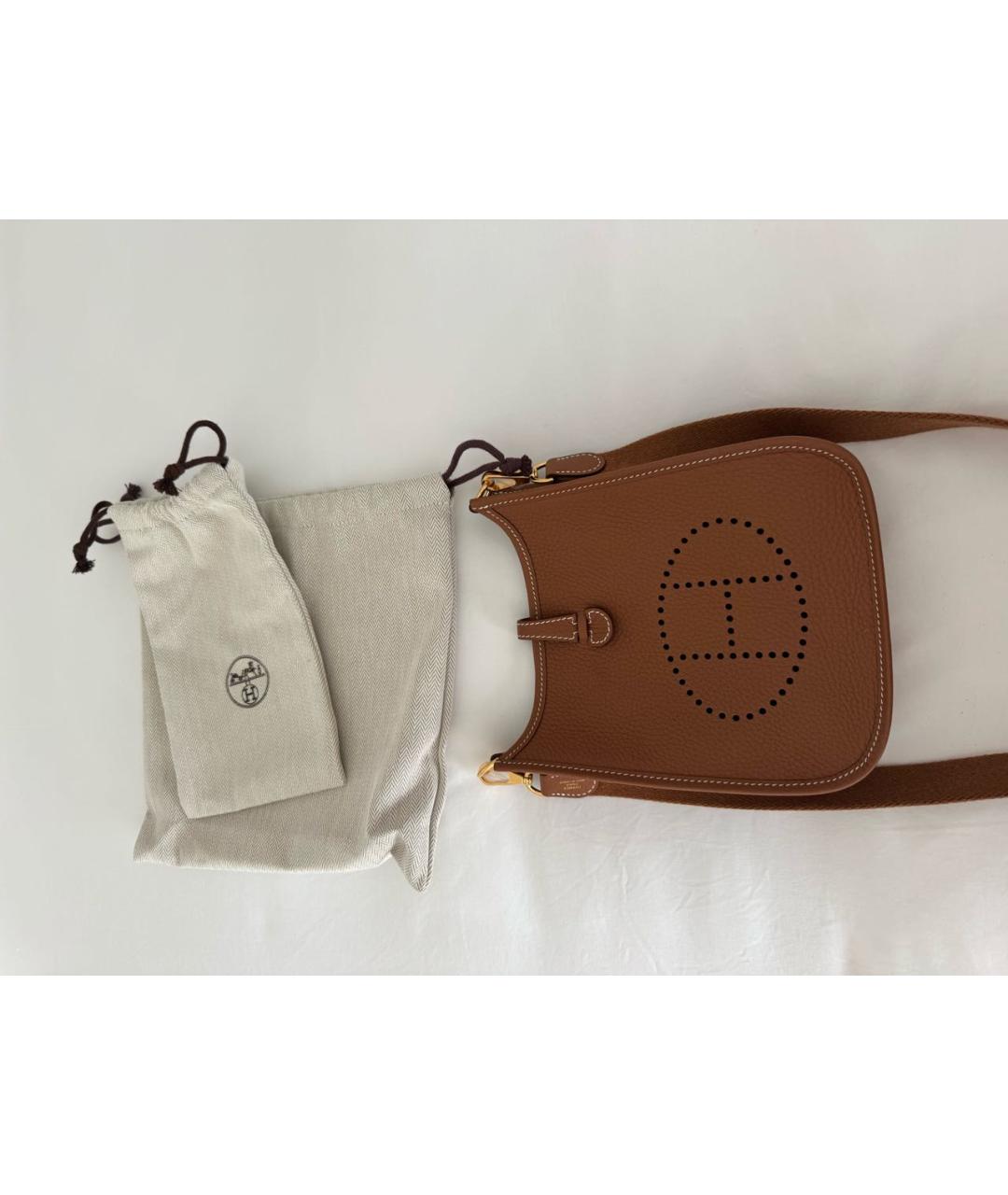 HERMES Коричневая кожаная поясная сумка, фото 8