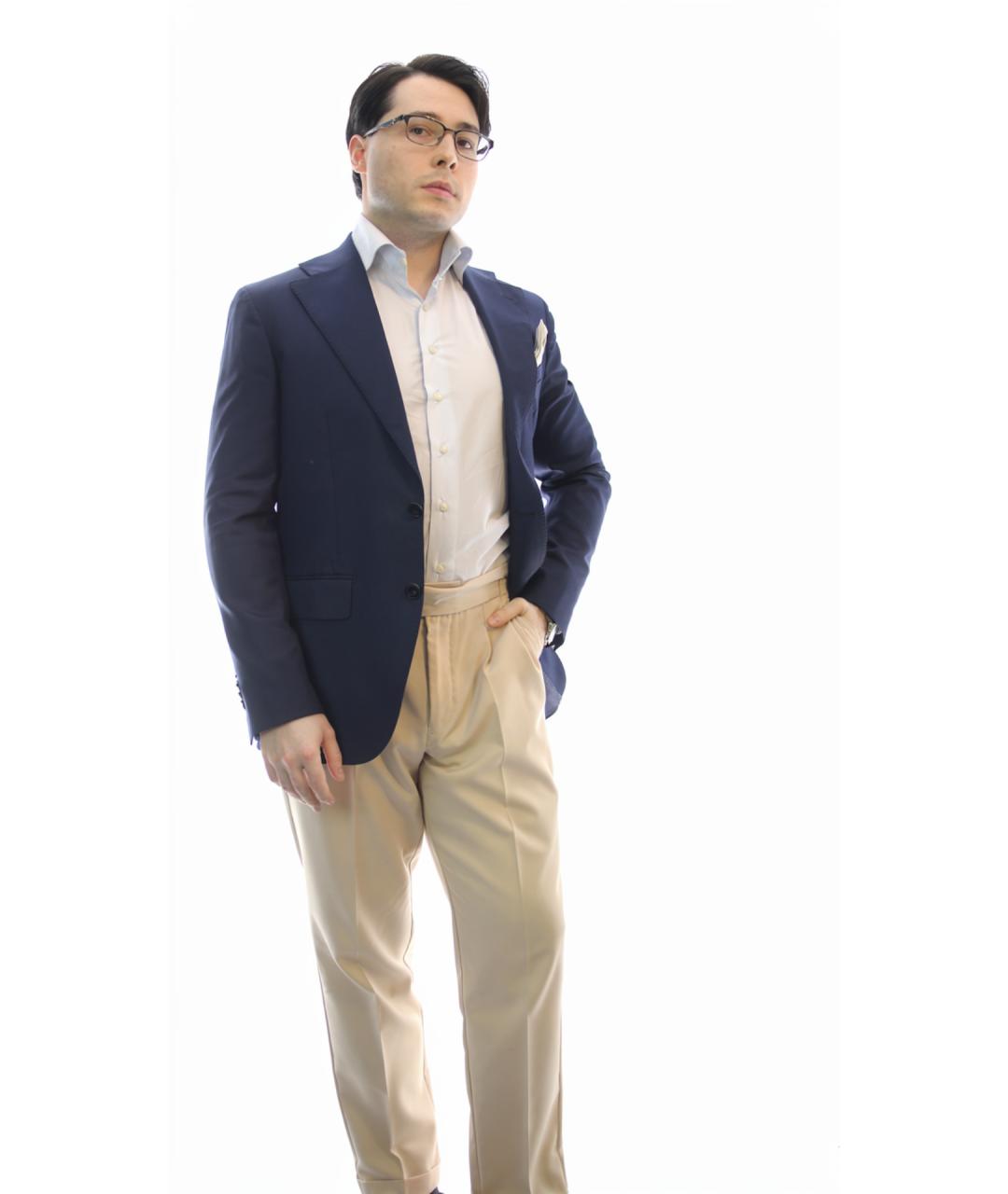 SERGIO ROSSI Темно-синий шерстяной пиджак, фото 3