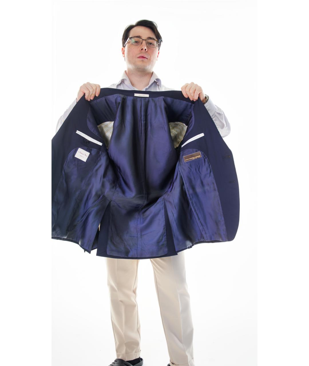 SERGIO ROSSI Темно-синий шерстяной пиджак, фото 5