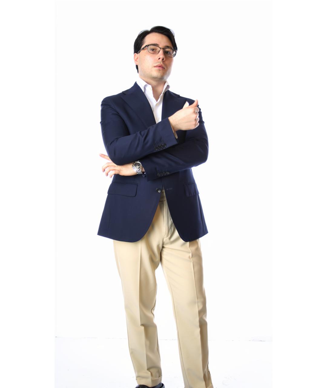 SERGIO ROSSI Темно-синий шерстяной пиджак, фото 10