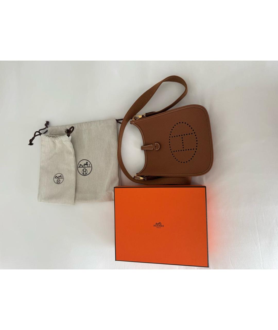 HERMES Коричневая кожаная сумка через плечо, фото 6