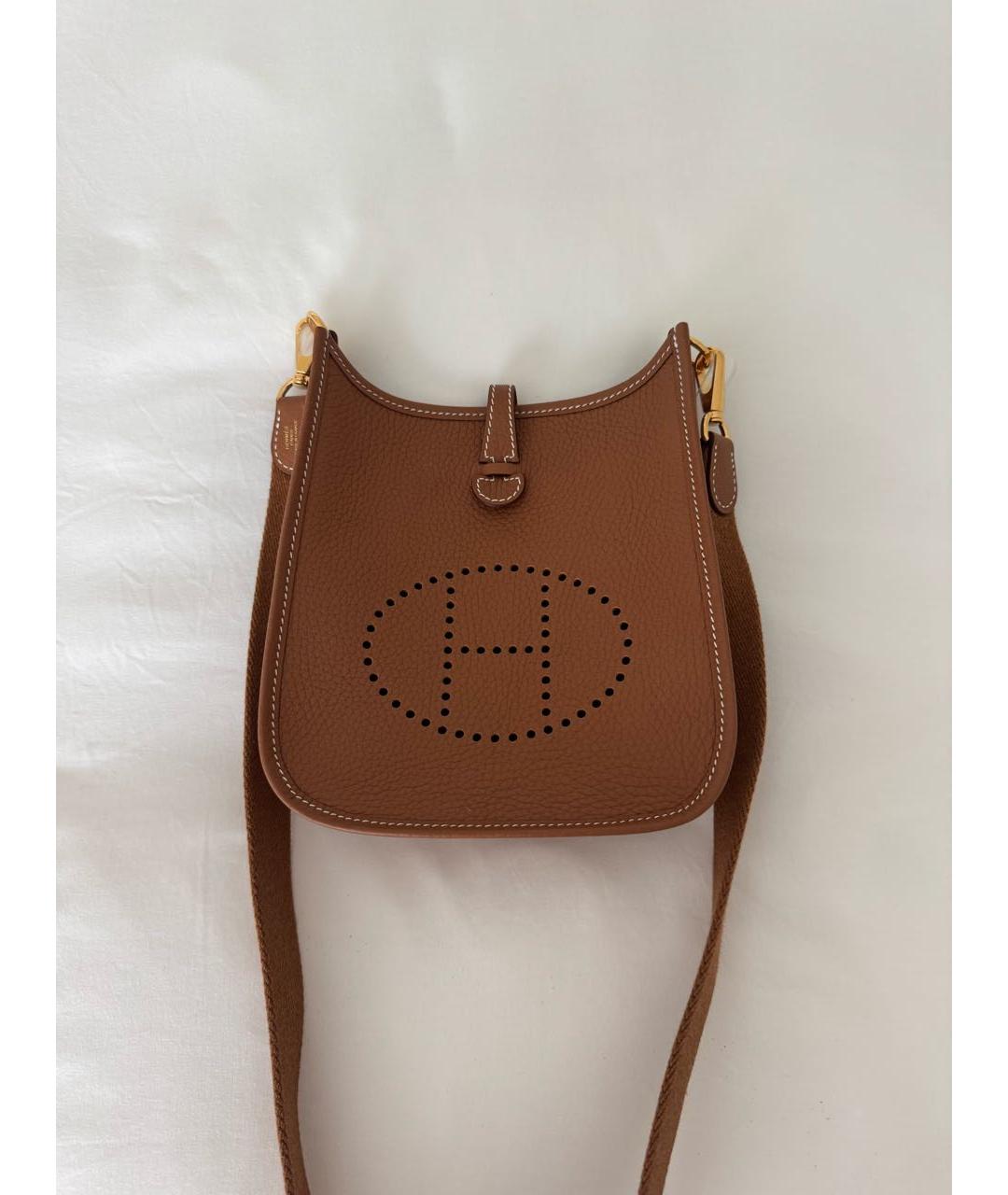 HERMES Коричневая кожаная сумка через плечо, фото 7