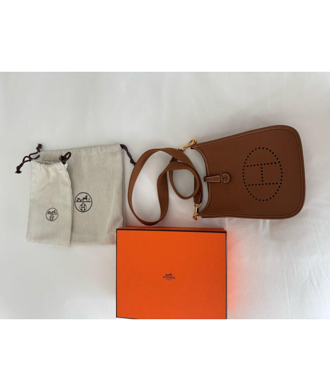 HERMES Коричневая кожаная сумка через плечо, фото 5