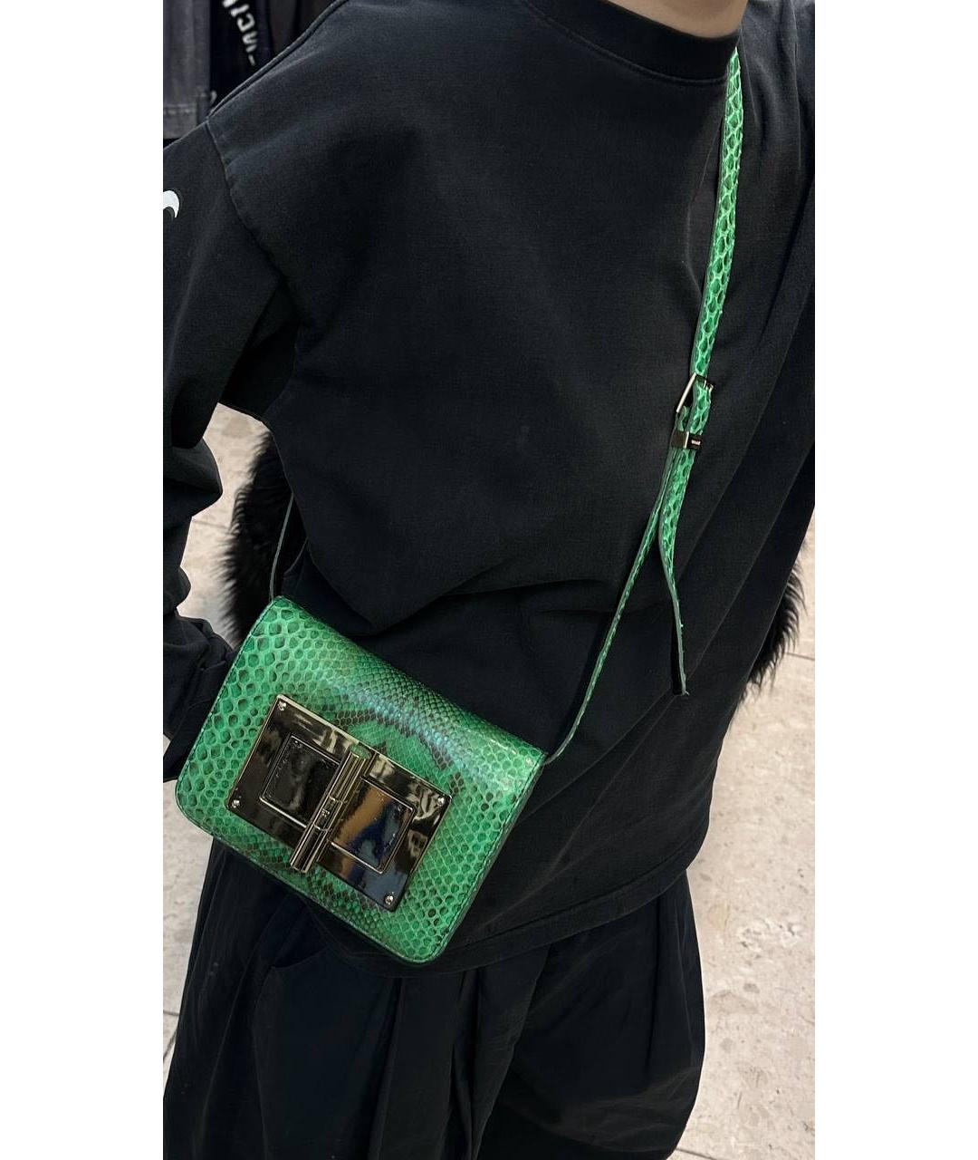 TOM FORD Зеленая сумка через плечо из экзотической кожи, фото 3