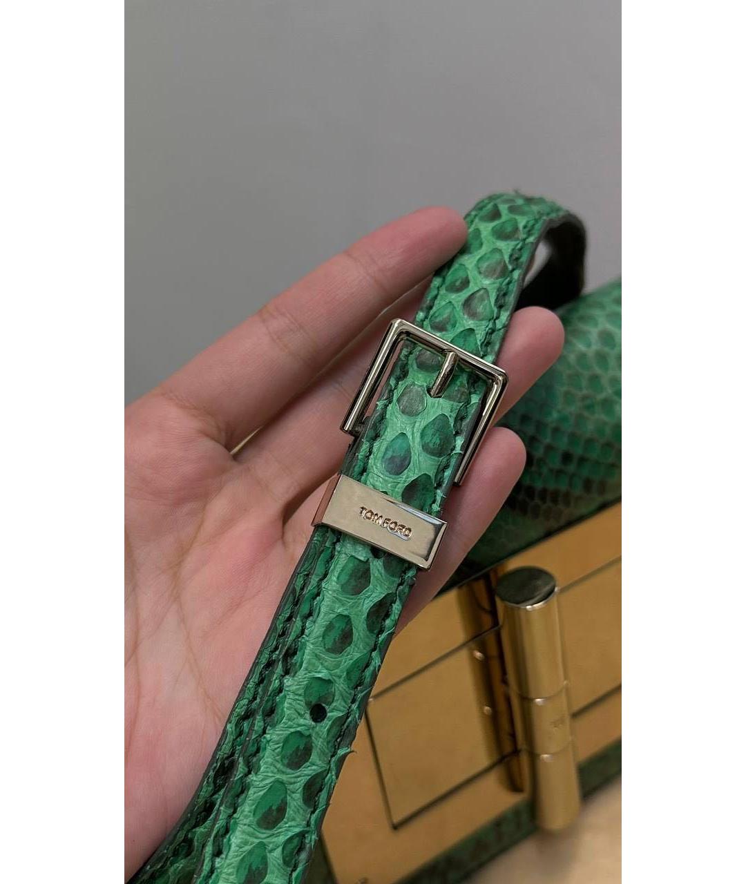 TOM FORD Зеленая сумка через плечо из экзотической кожи, фото 4
