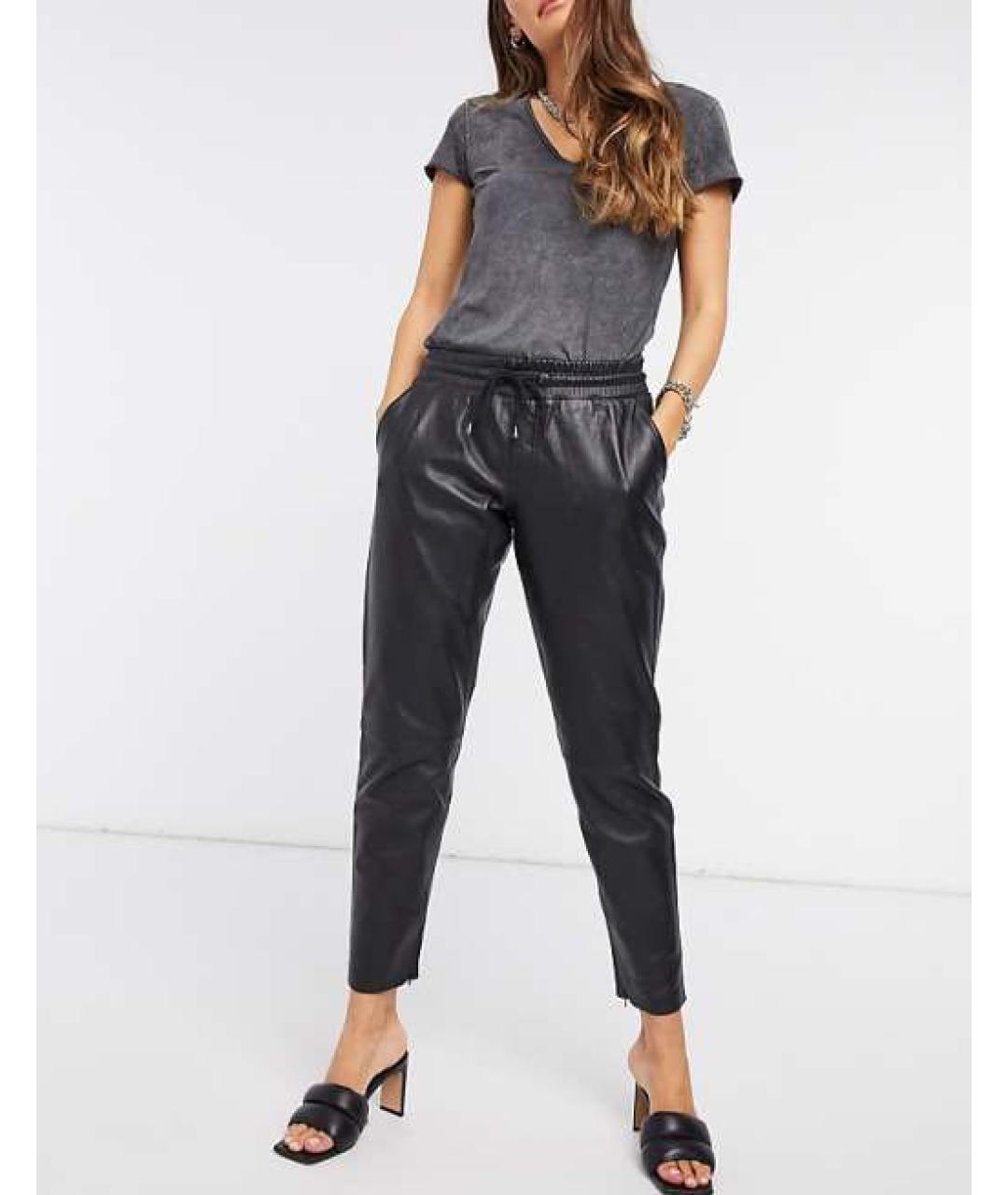 MUUBAA Черные кожаные брюки узкие, фото 5