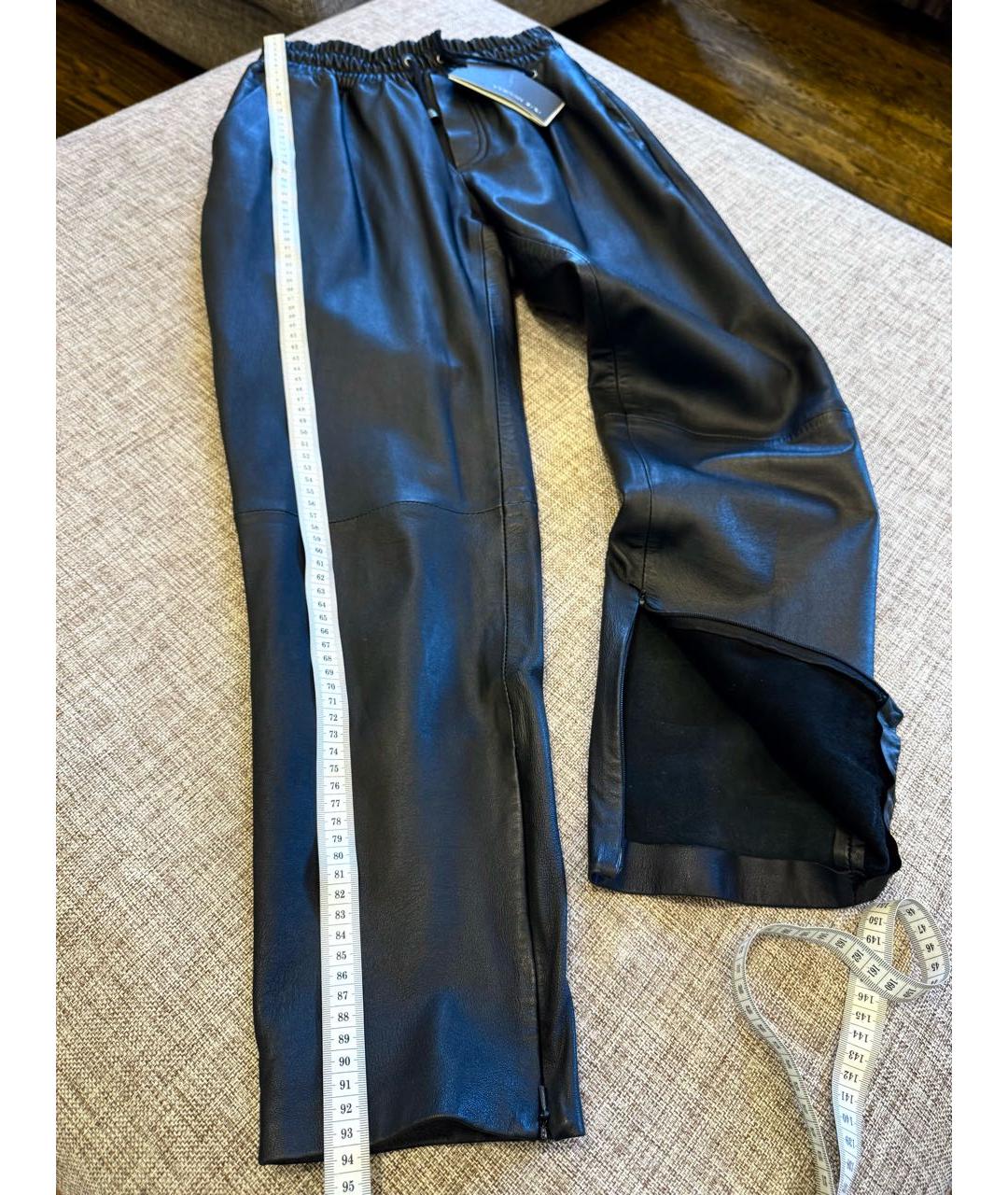 MUUBAA Черные кожаные брюки узкие, фото 7