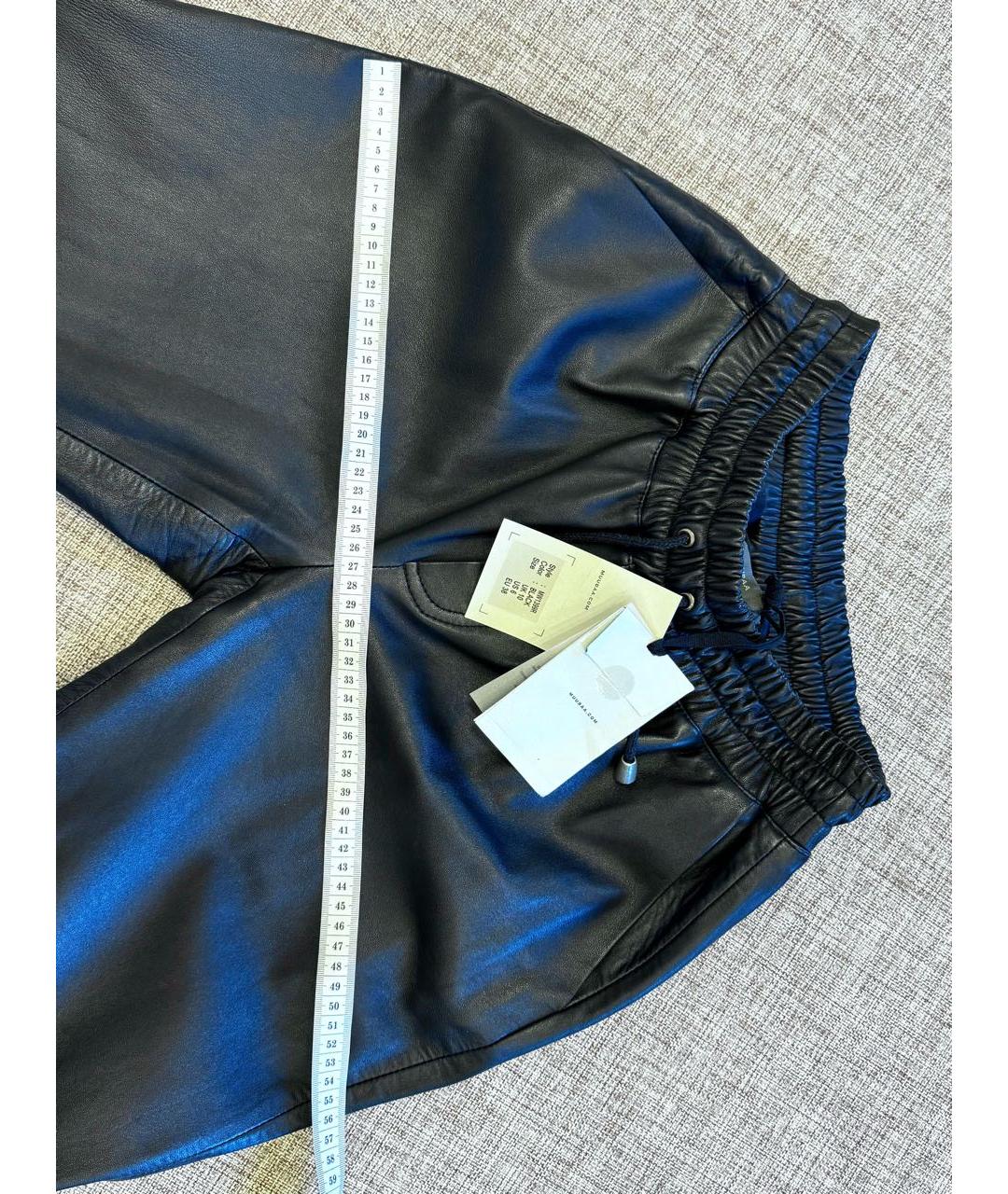 MUUBAA Черные кожаные брюки узкие, фото 8