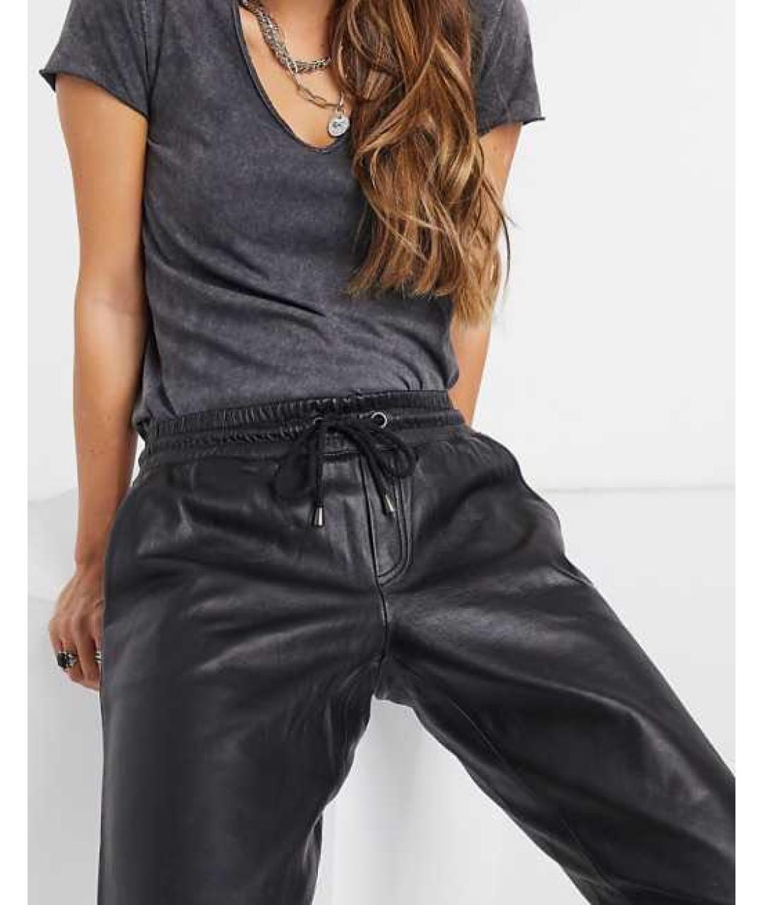 MUUBAA Черные кожаные брюки узкие, фото 6