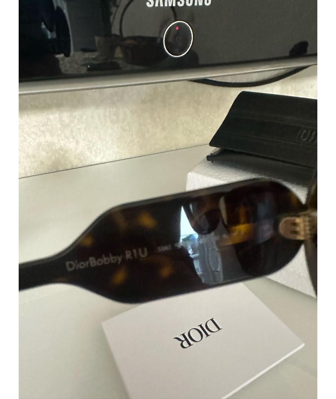 CHRISTIAN DIOR Коричневые пластиковые солнцезащитные очки, фото 6