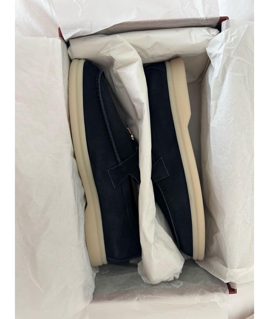 LORO PIANA Темно-синие замшевые лоферы, фото 2