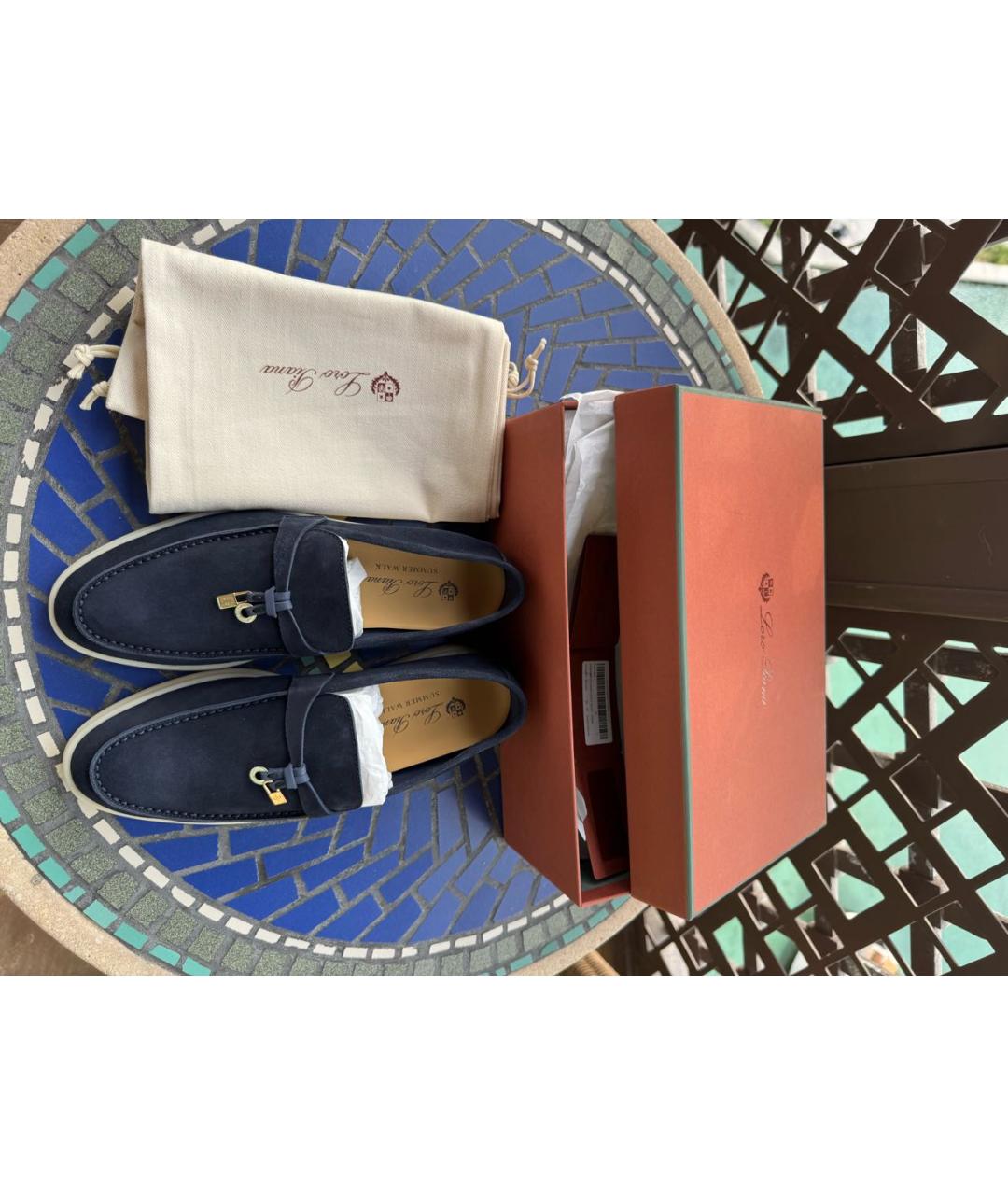 LORO PIANA Темно-синие замшевые лоферы, фото 8