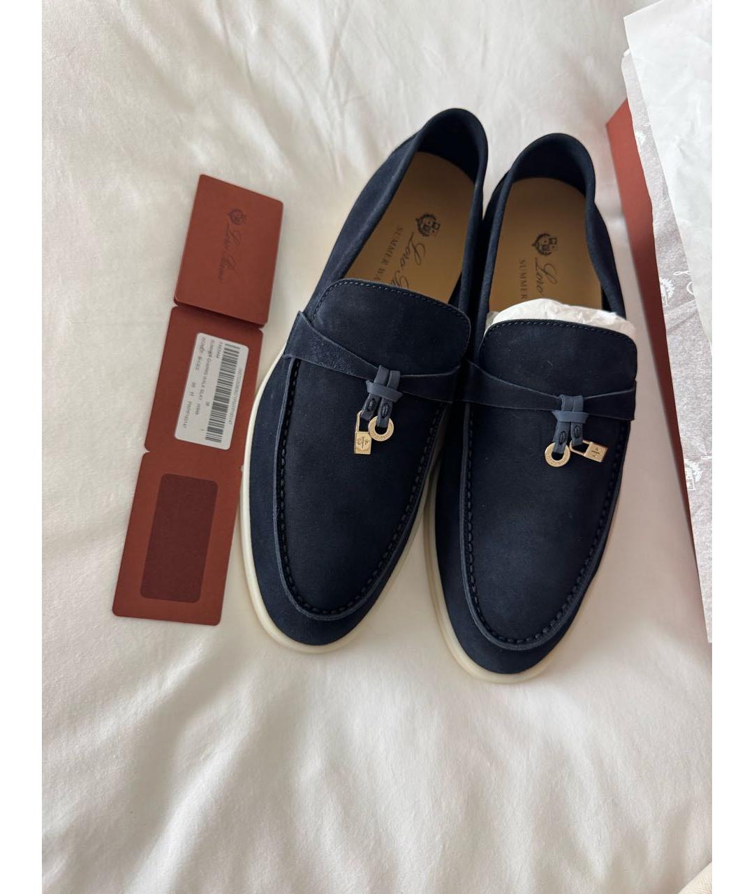 LORO PIANA Темно-синие замшевые лоферы, фото 9