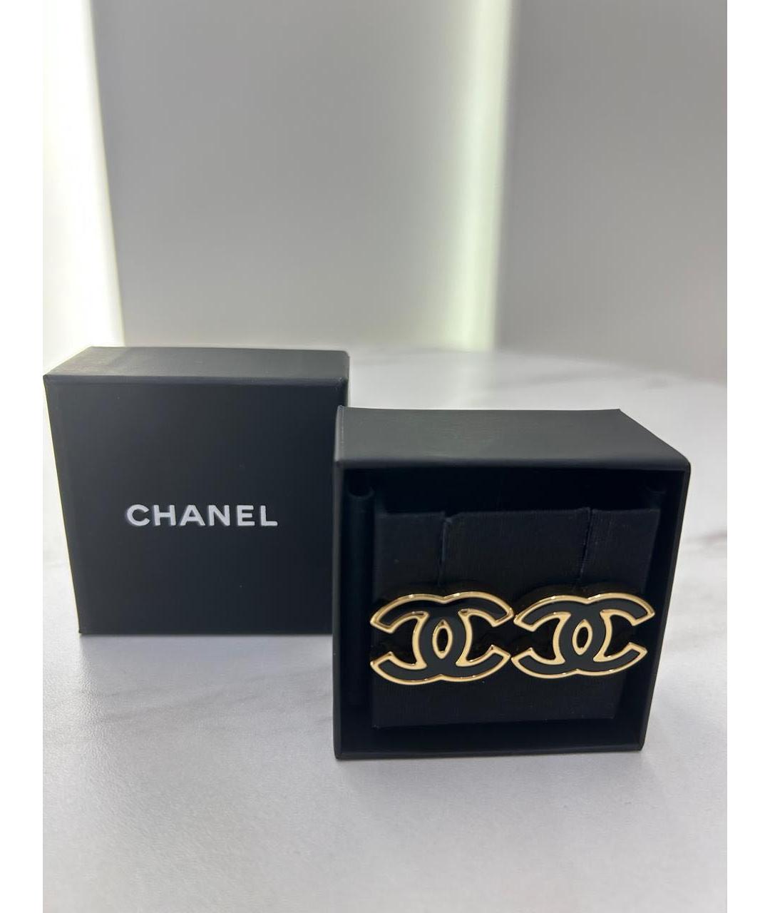 CHANEL Черные металлические серьги, фото 2