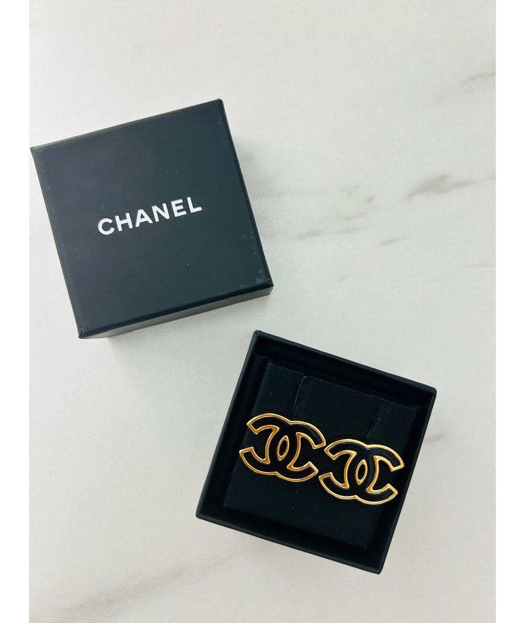 CHANEL Черные металлические серьги, фото 3