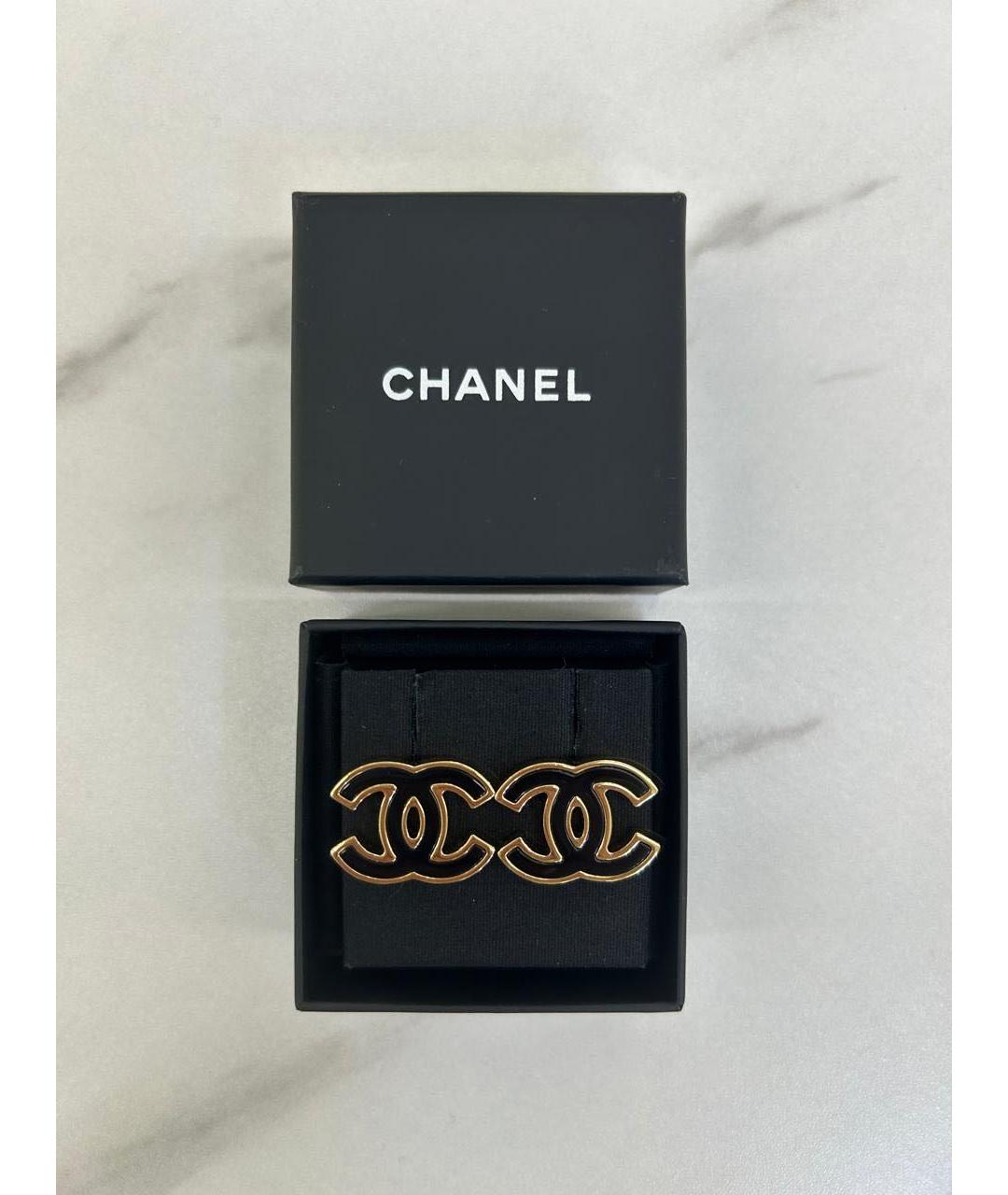 CHANEL Черные металлические серьги, фото 5