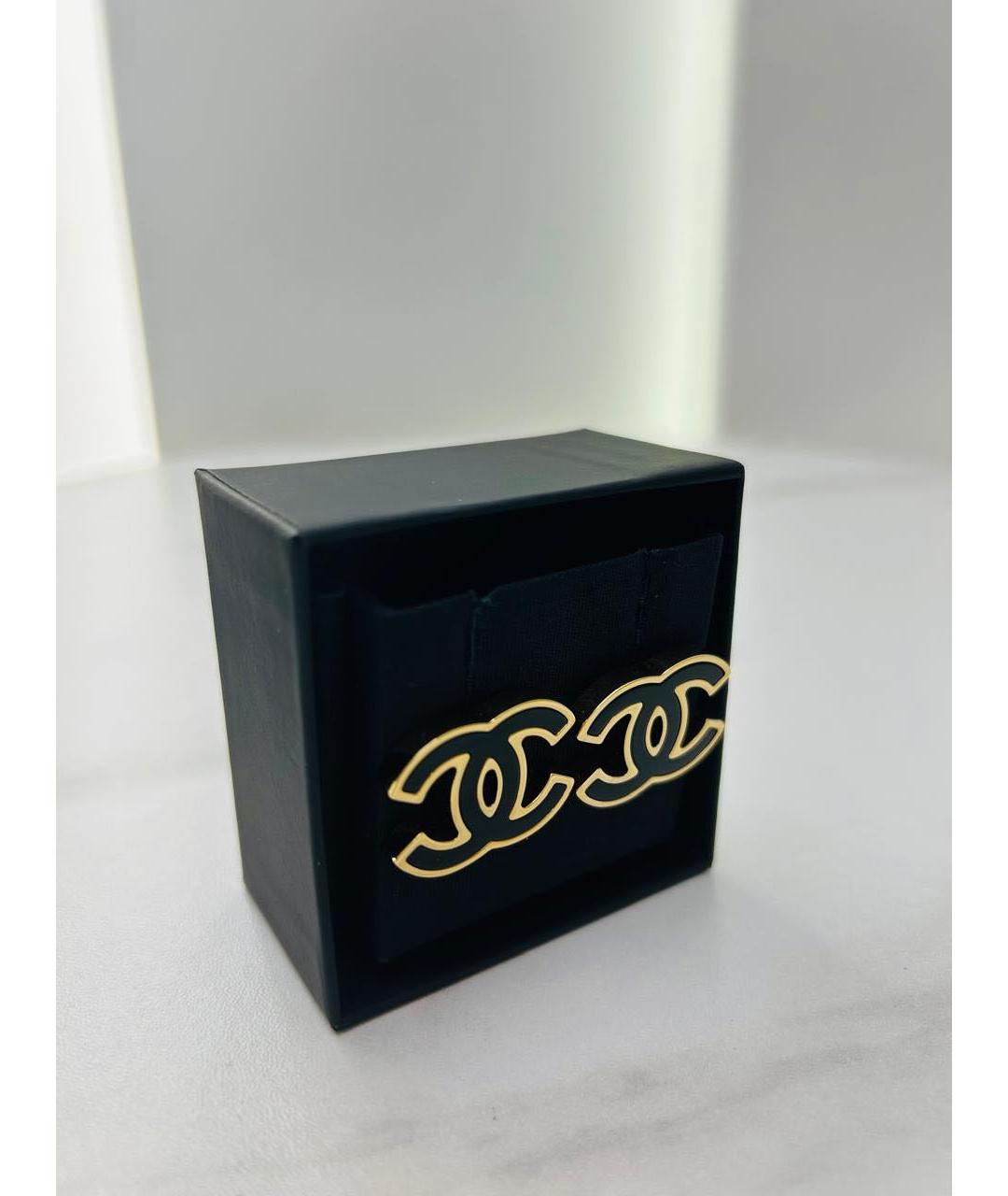 CHANEL Черные металлические серьги, фото 4