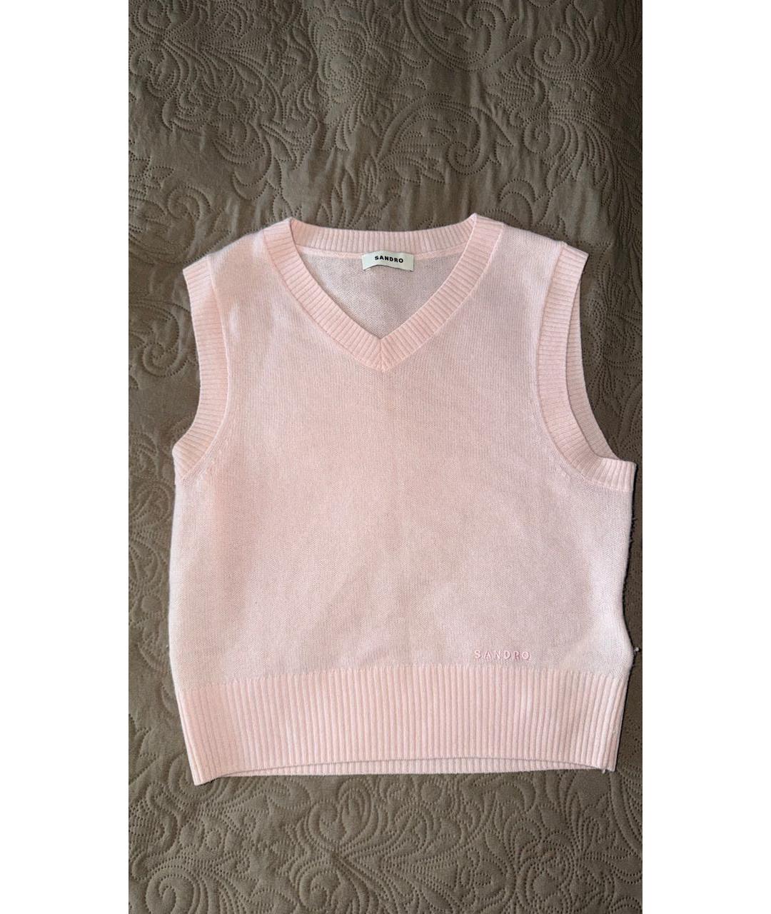 SANDRO Розовая кашемировая жилетка, фото 3