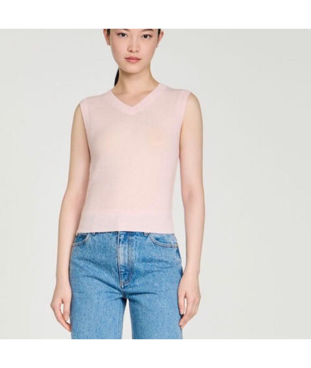 SANDRO Розовая кашемировая жилетка, фото 4