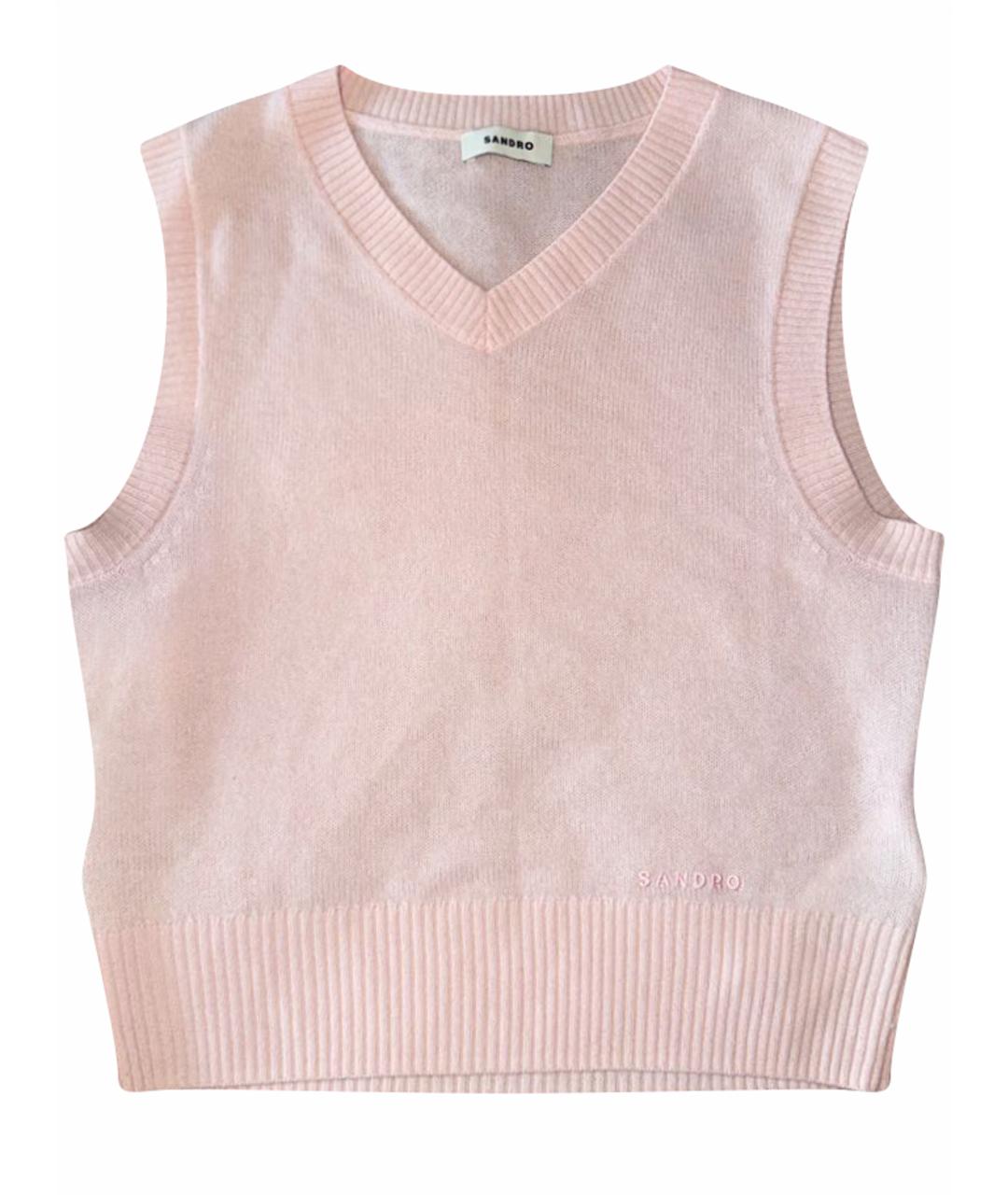 SANDRO Розовая кашемировая жилетка, фото 1