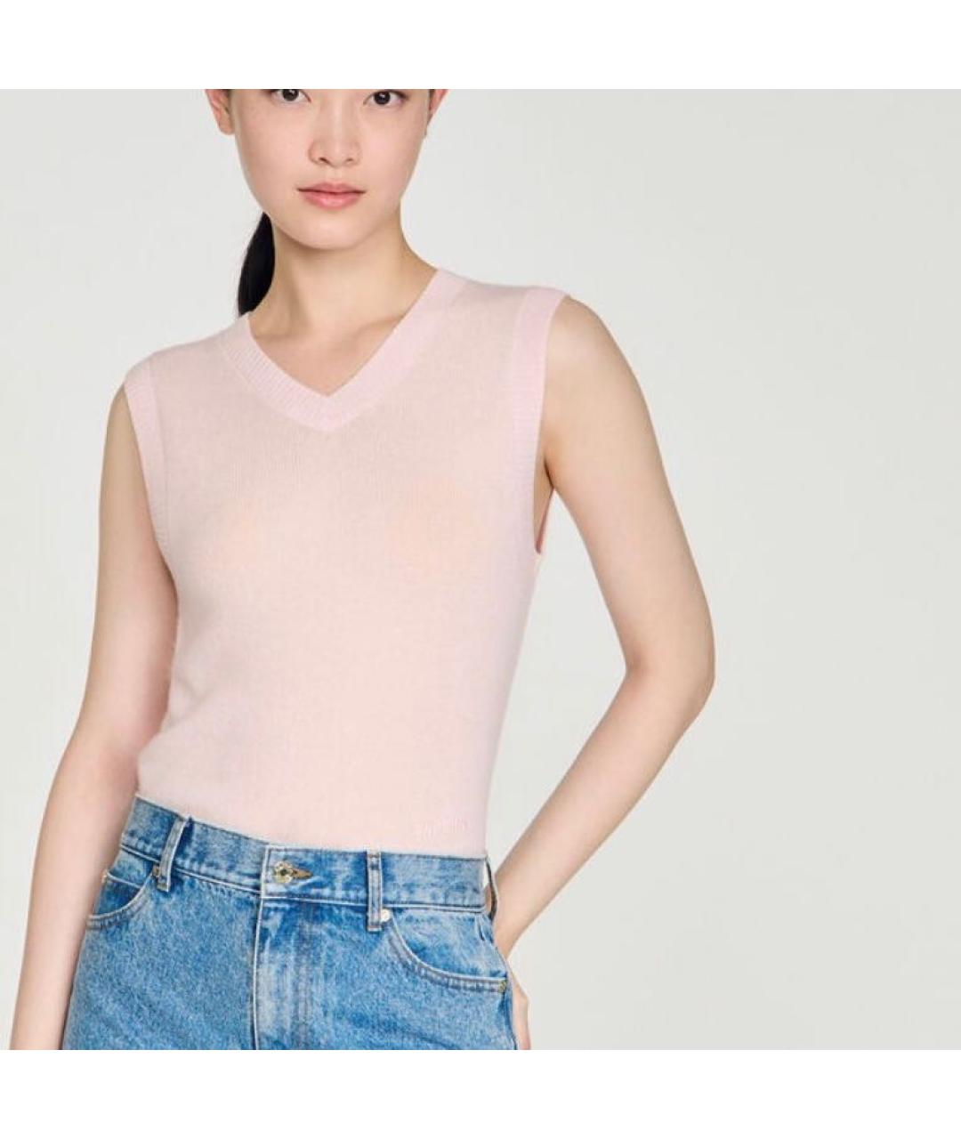 SANDRO Розовая кашемировая жилетка, фото 2