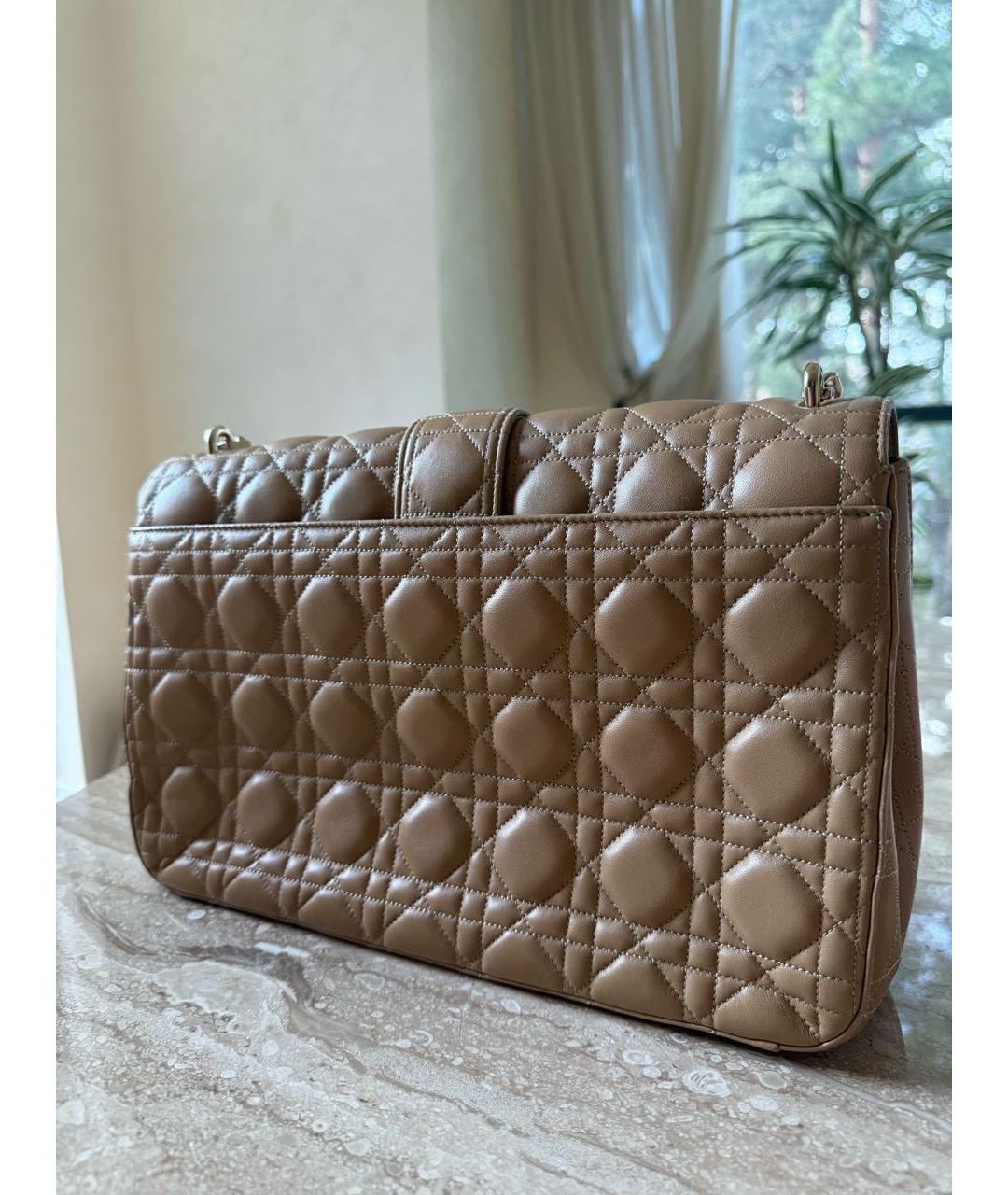 CHRISTIAN DIOR Бежевая кожаная сумка через плечо, фото 3