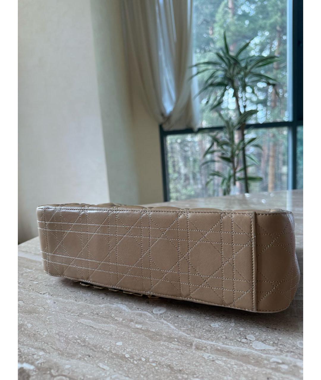 CHRISTIAN DIOR Бежевая кожаная сумка через плечо, фото 6