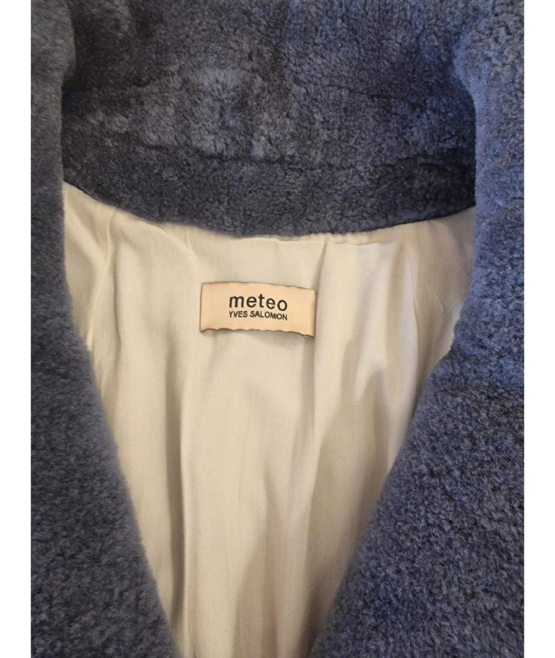 METEO YVES SALOMON Темно-синяя шерстяная шуба, фото 2