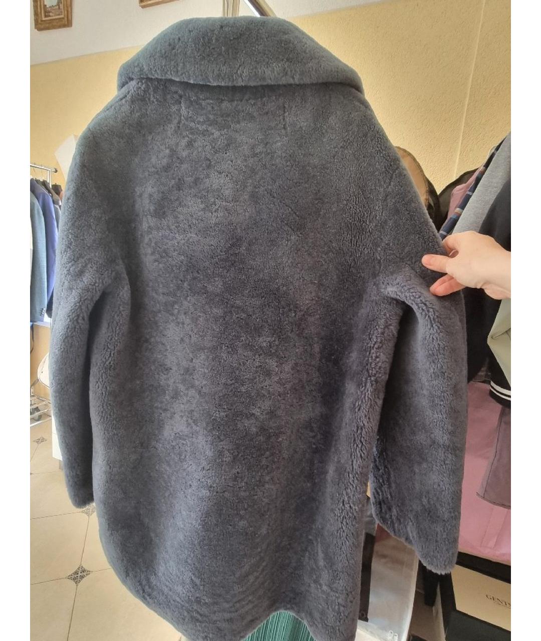 METEO YVES SALOMON Темно-синяя шерстяная шуба, фото 4