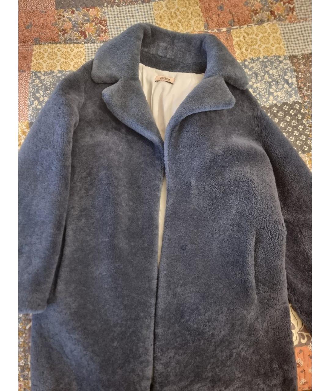 METEO YVES SALOMON Темно-синяя шерстяная шуба, фото 6