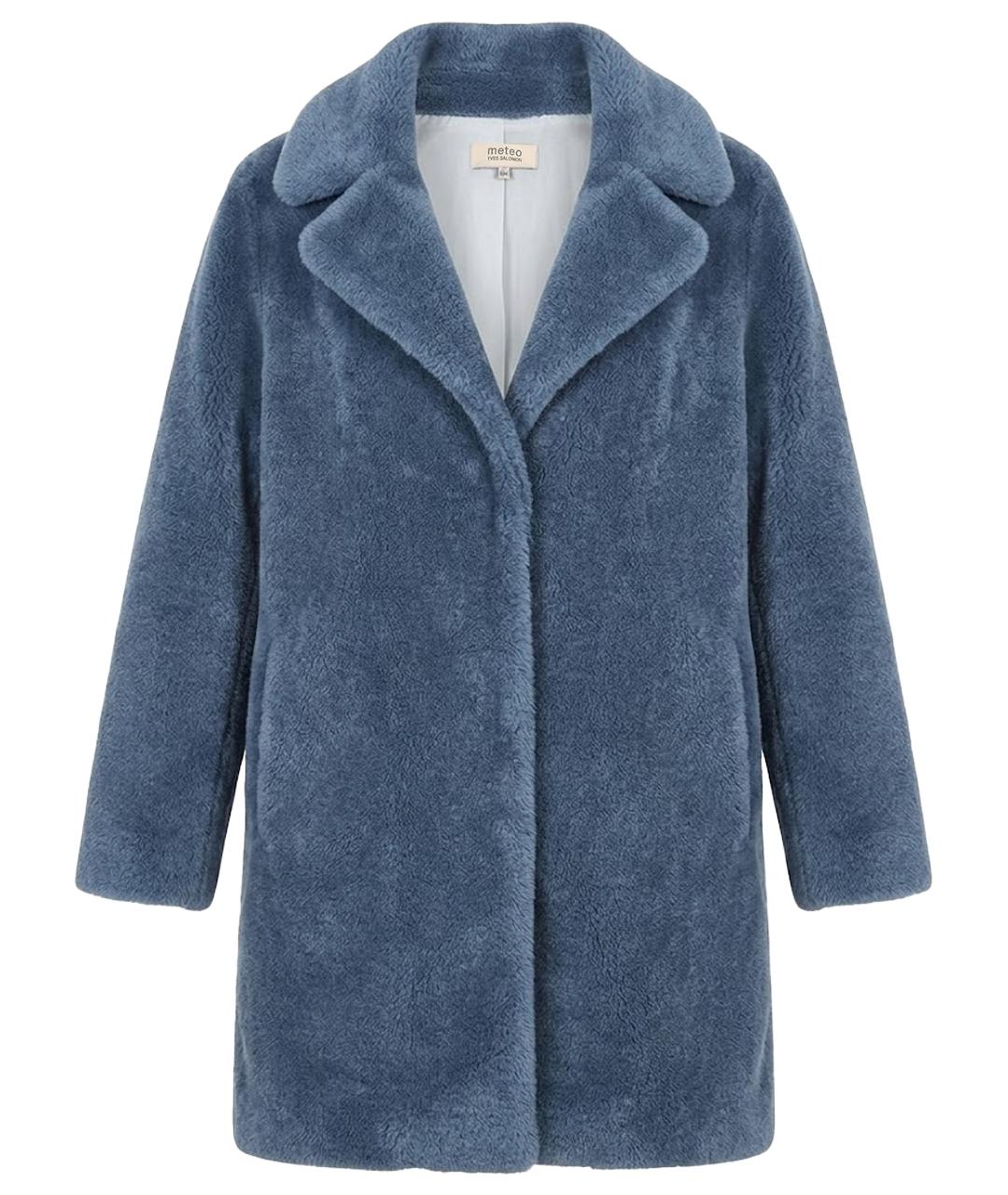METEO YVES SALOMON Темно-синяя шерстяная шуба, фото 1