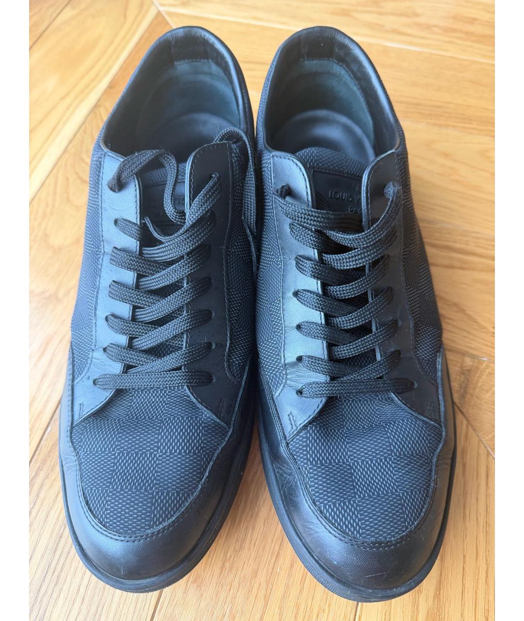 LOUIS VUITTON Черные кожаные низкие кроссовки / кеды, фото 3