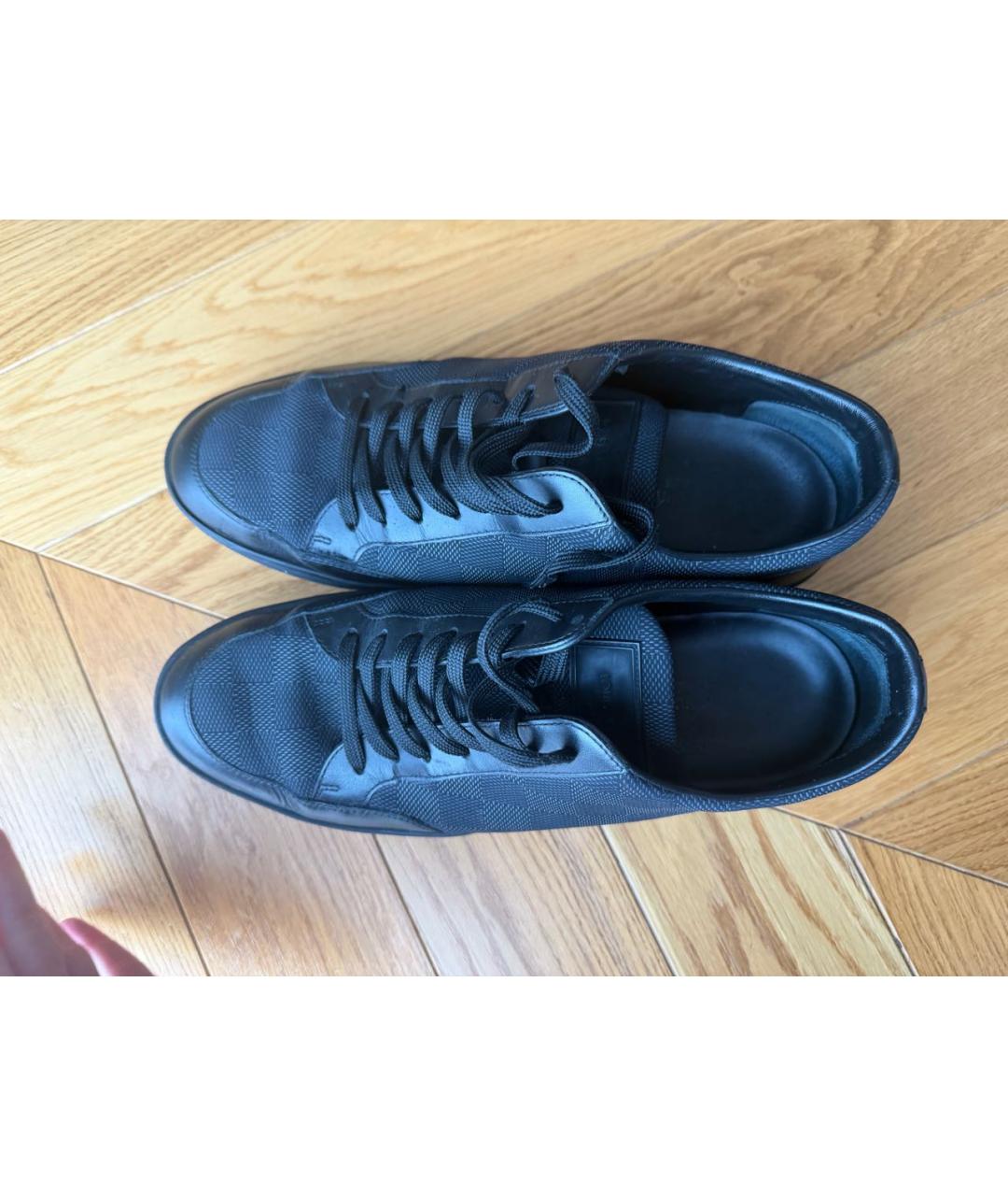 LOUIS VUITTON Черные кожаные низкие кроссовки / кеды, фото 2