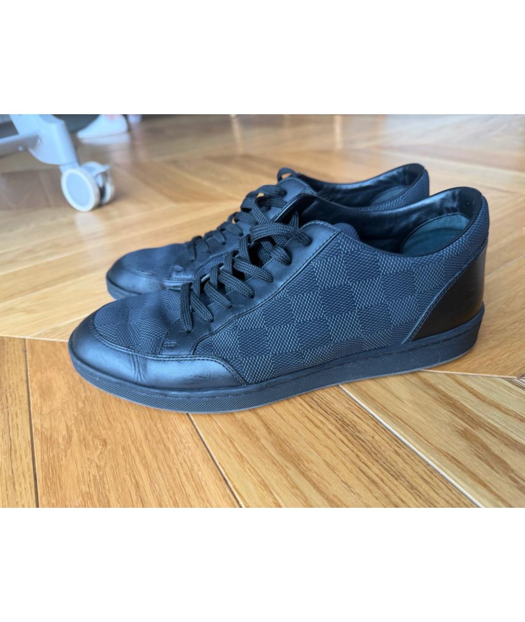 LOUIS VUITTON Черные кожаные низкие кроссовки / кеды, фото 4