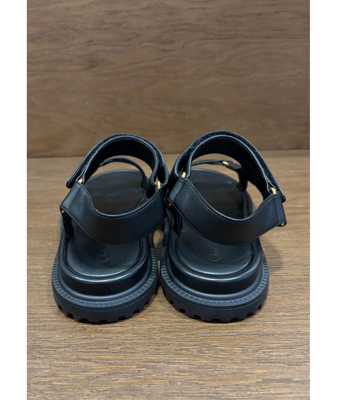 CHRISTIAN DIOR Черные кожаные сандалии, фото 4