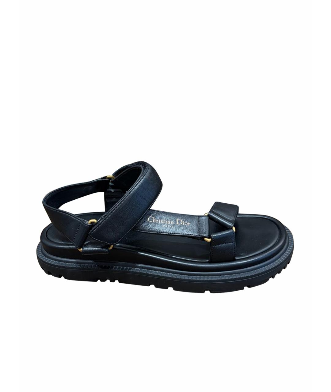 CHRISTIAN DIOR Черные кожаные сандалии, фото 1
