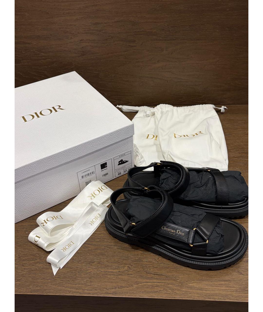 CHRISTIAN DIOR Черные кожаные сандалии, фото 5