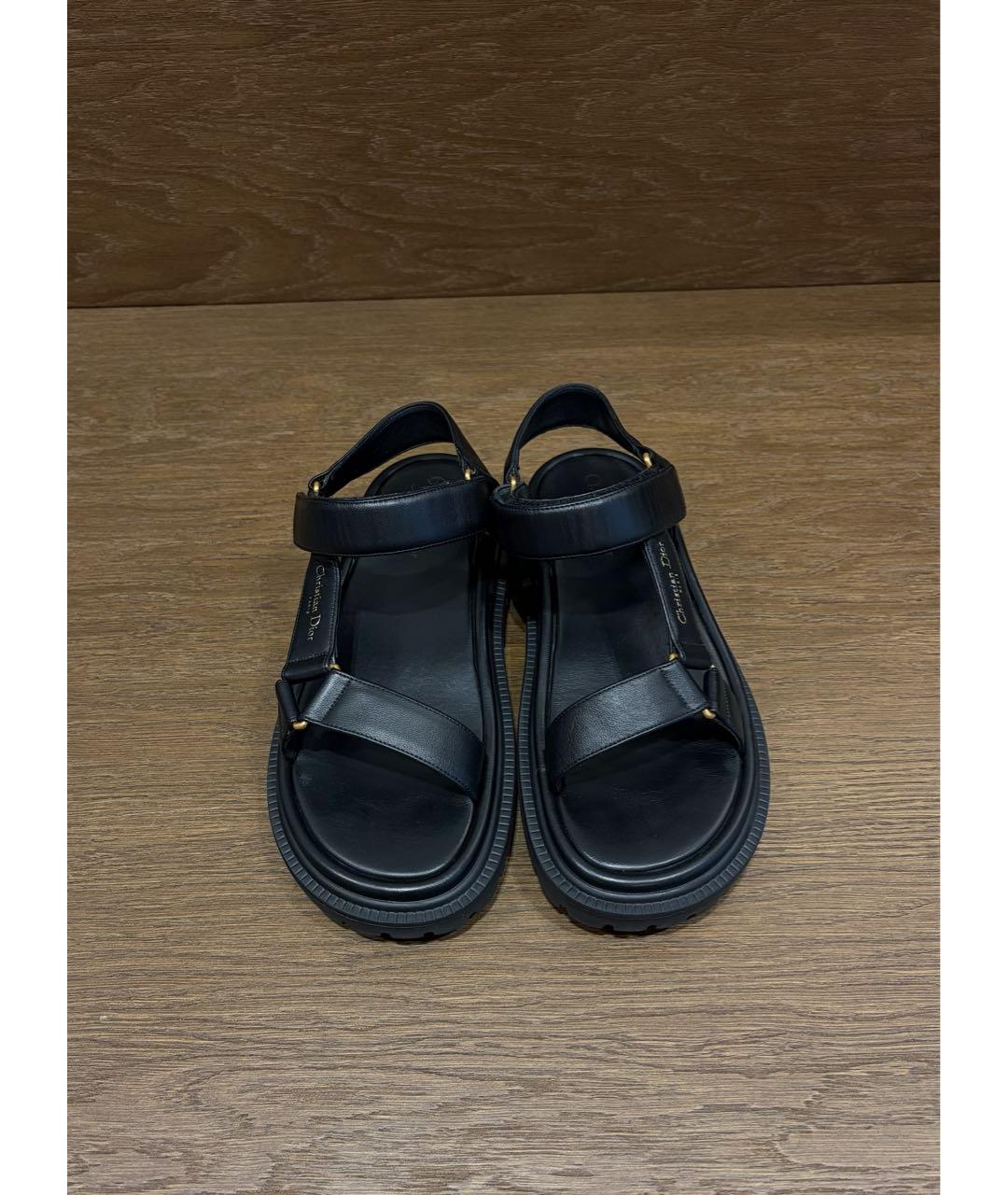 CHRISTIAN DIOR Черные кожаные сандалии, фото 2