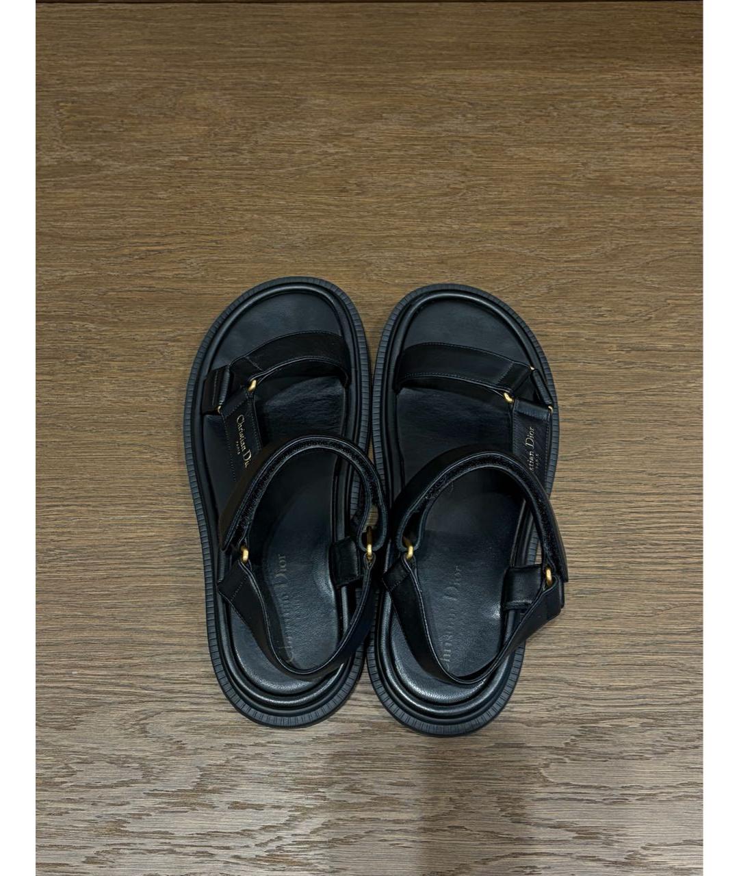 CHRISTIAN DIOR Черные кожаные сандалии, фото 3