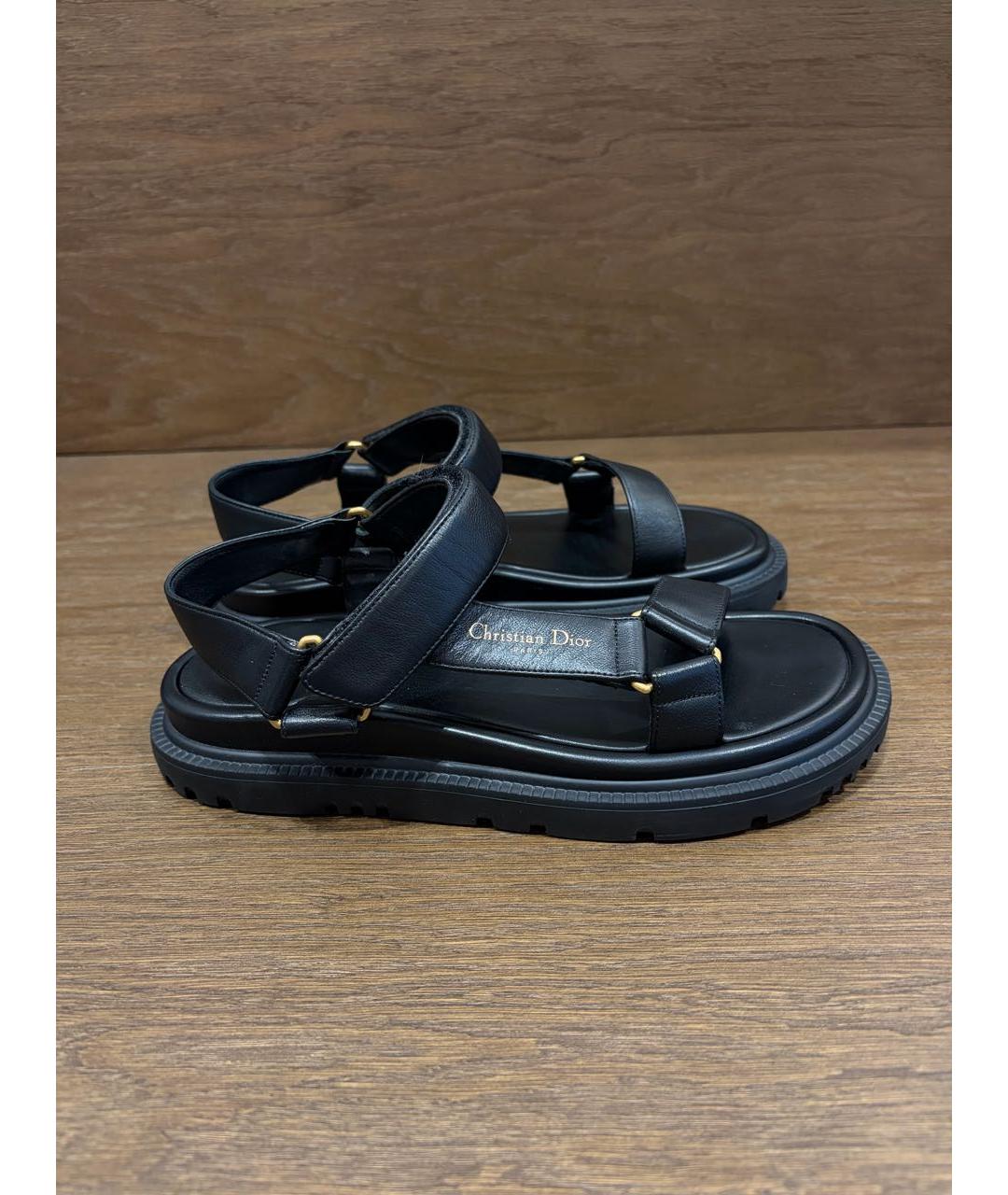 CHRISTIAN DIOR Черные кожаные сандалии, фото 9