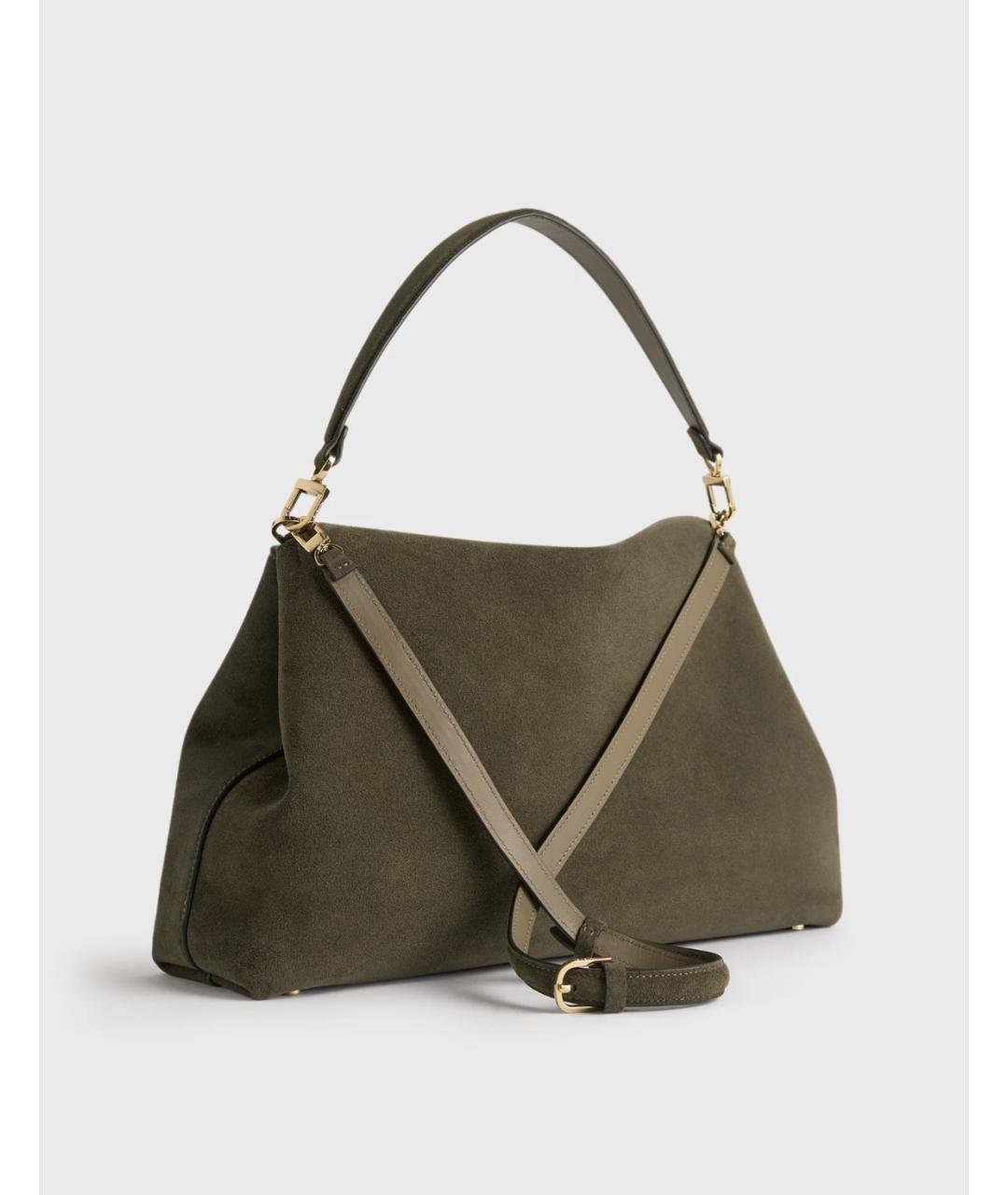 TOTEME Хаки замшевая сумка с короткими ручками, фото 4