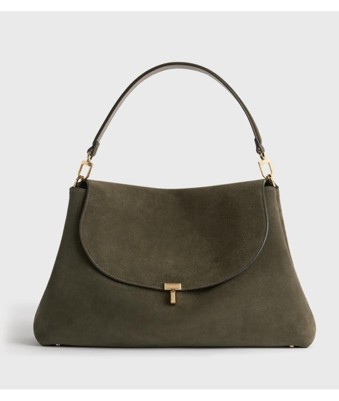 TOTEME Хаки замшевая сумка с короткими ручками, фото 5