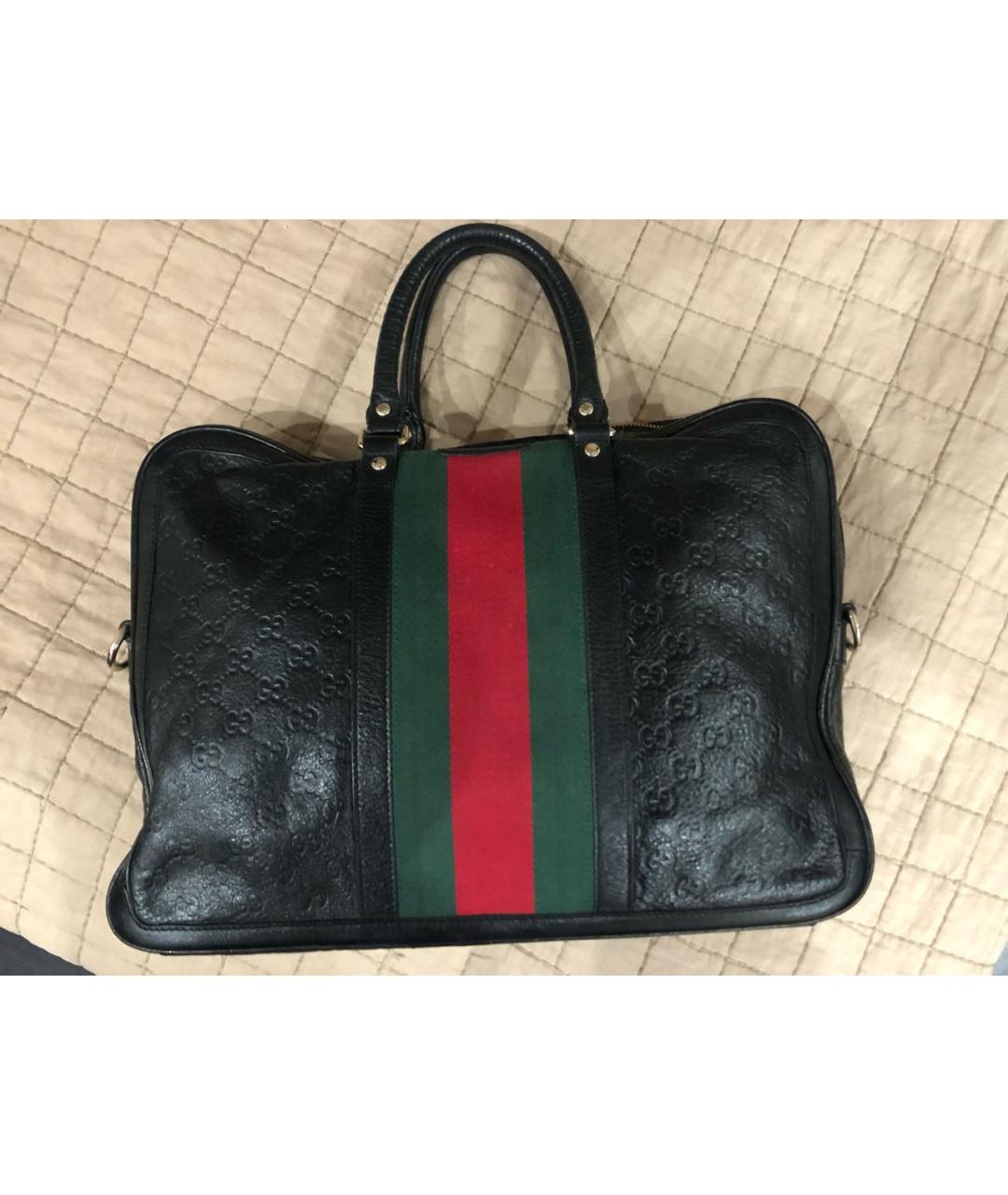 GUCCI Черный кожаный портфель, фото 2