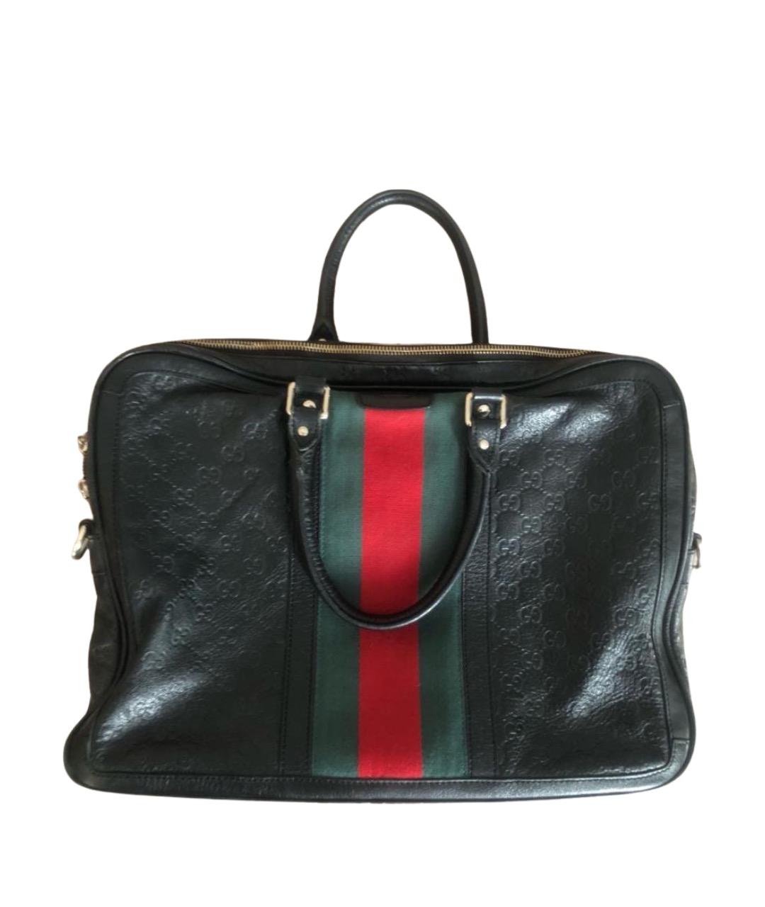 GUCCI Черный кожаный портфель, фото 1