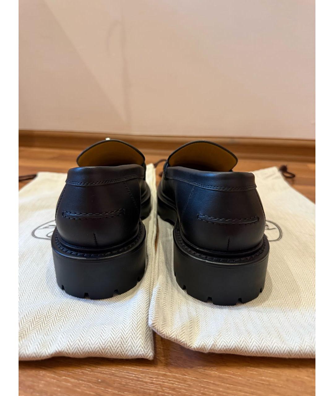 HERMES Черные кожаные лоферы, фото 4