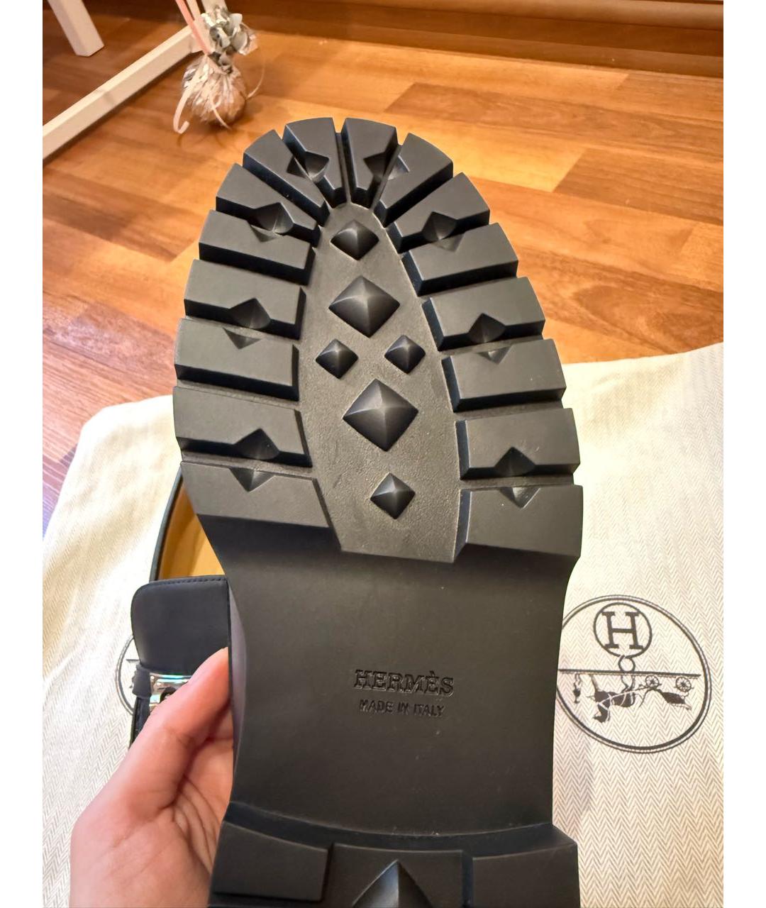 HERMES Черные кожаные лоферы, фото 7