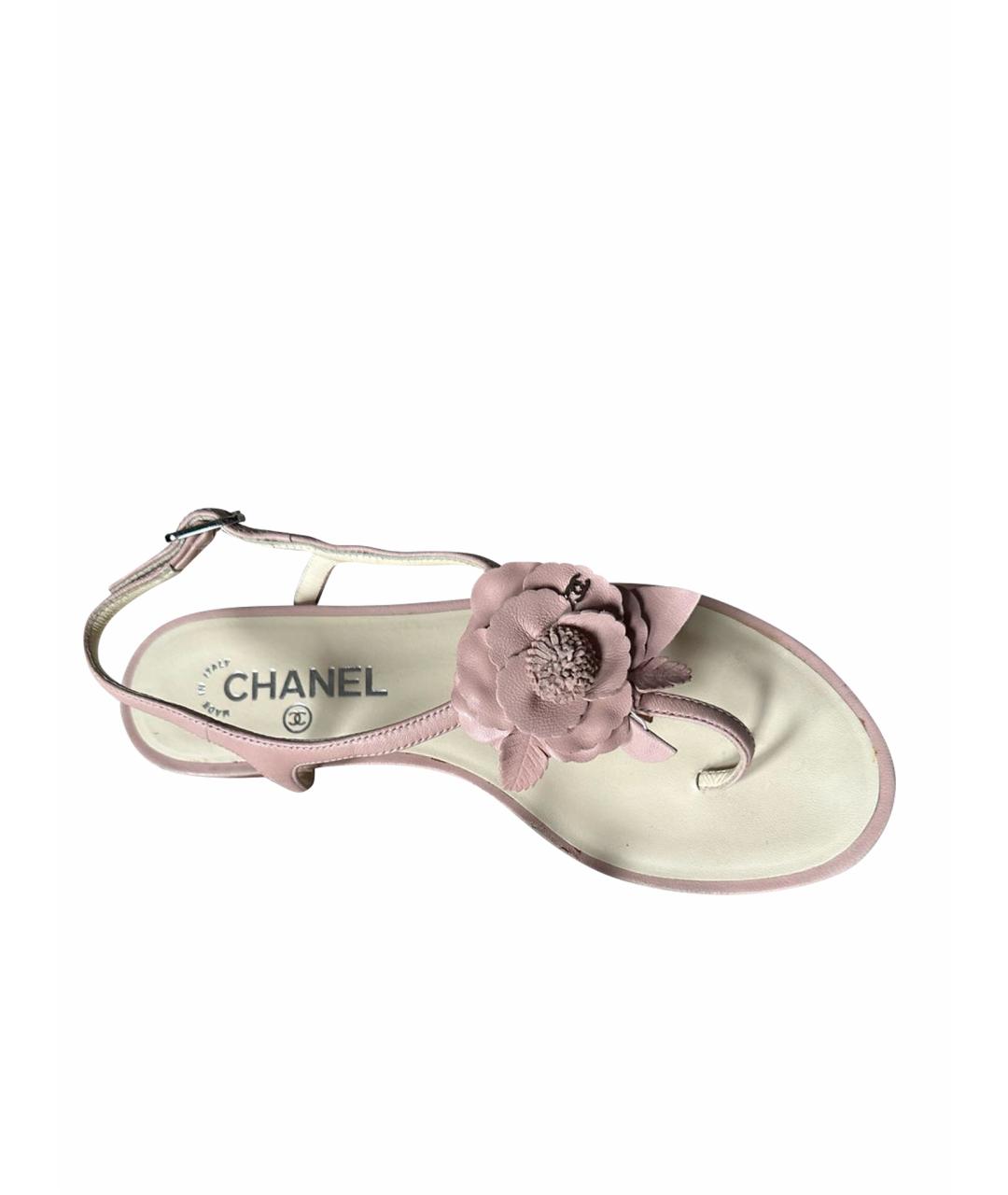CHANEL Розовые кожаные босоножки, фото 1