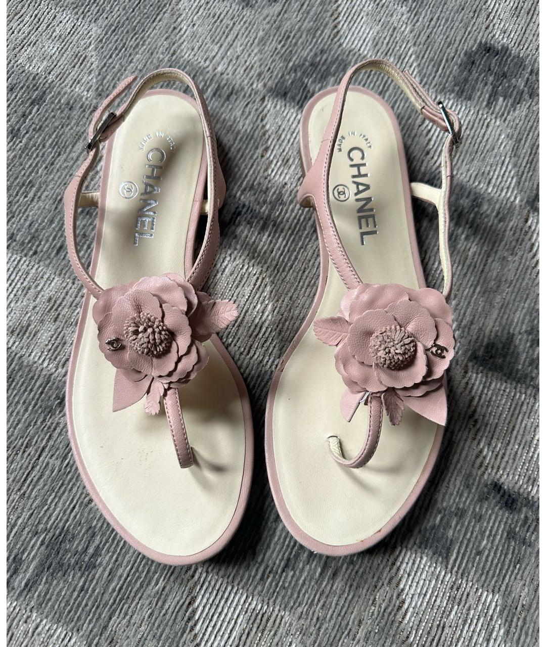 CHANEL Розовые кожаные босоножки, фото 2