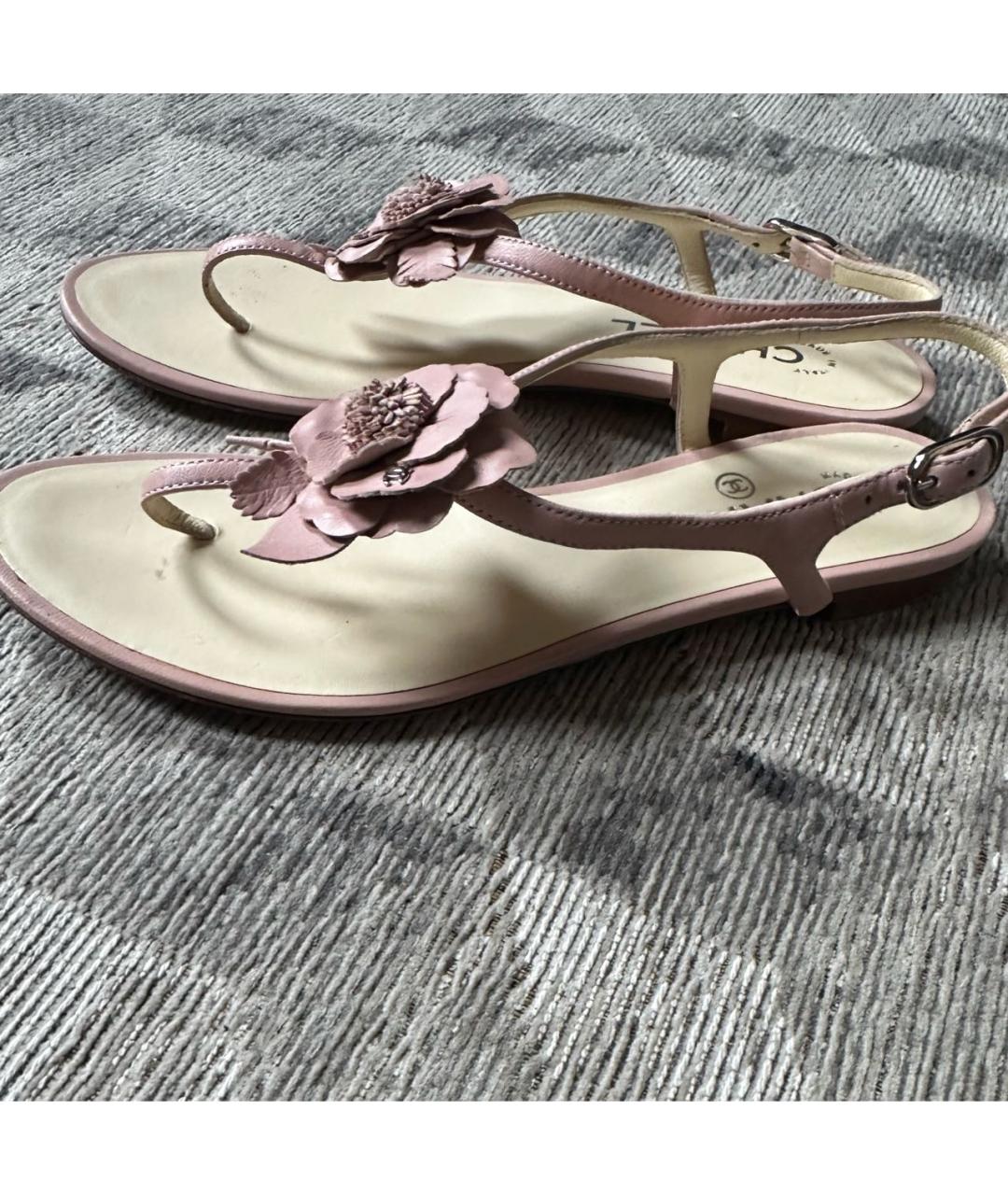 CHANEL Розовые кожаные босоножки, фото 9